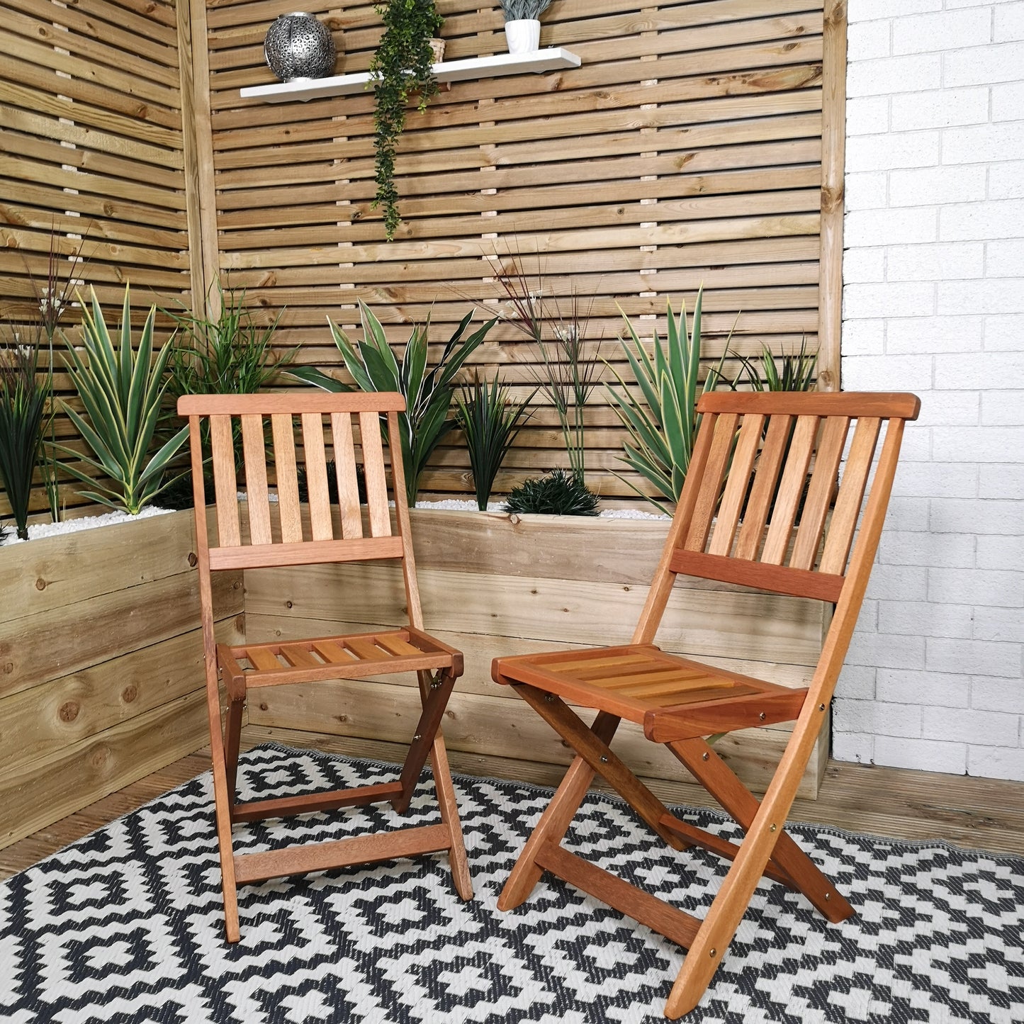 Outdoor 6 Person Folding Rectangular Wooden Garden Dining Table Chairs and 2 Benches Set