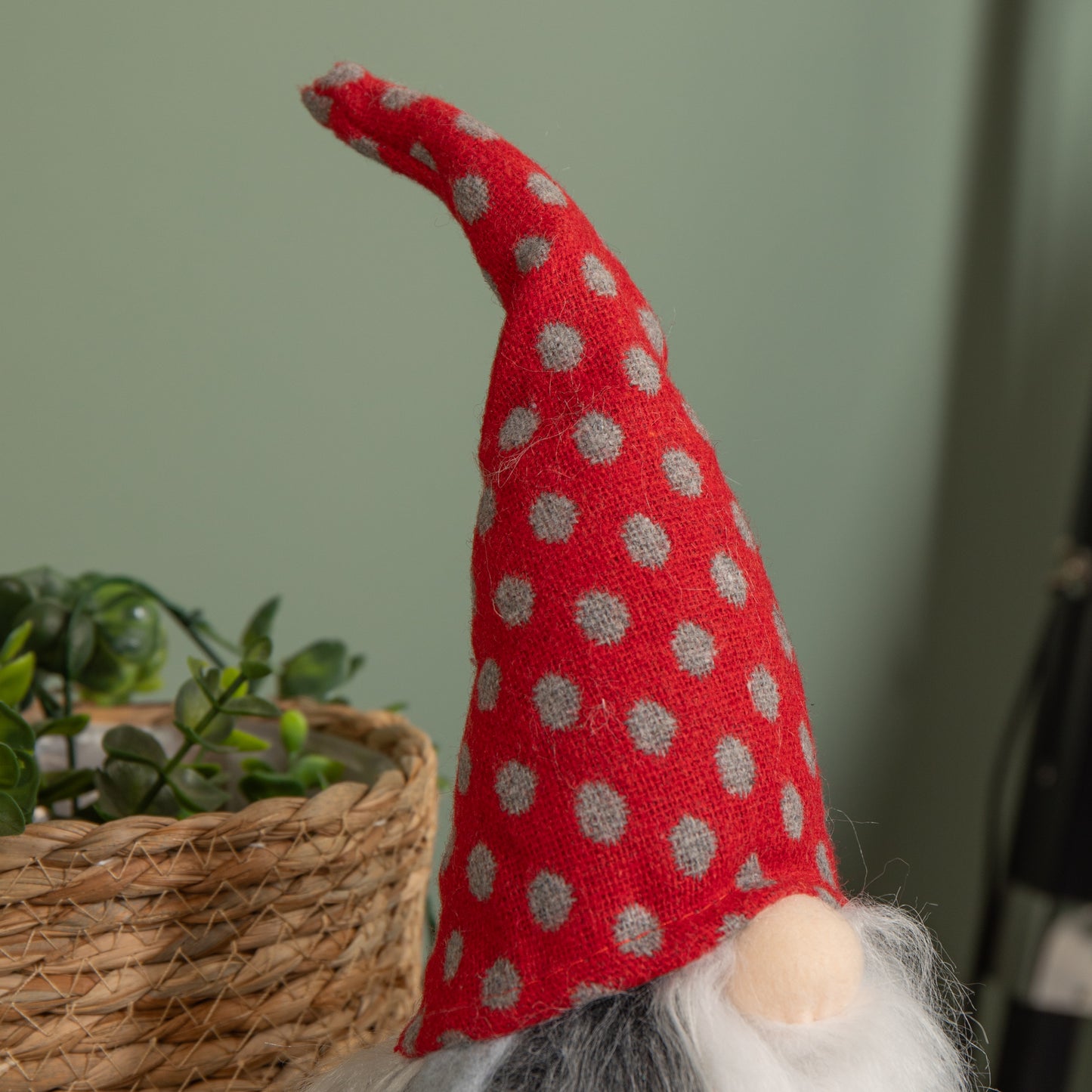 34cm Festive Gonk Cuddly Santa Indoor Christmas Plush Decoration in Polka Dot Hat