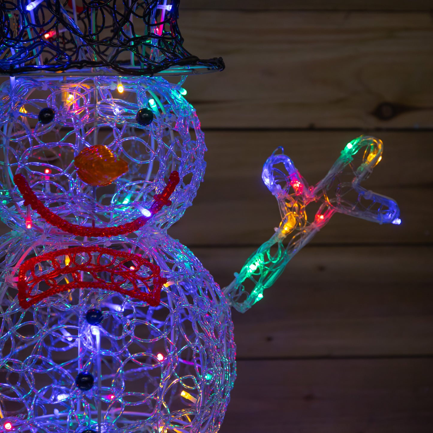 76cm Light up Acrylic Christmas Snowman with 88 Multi-Coloured LEDs