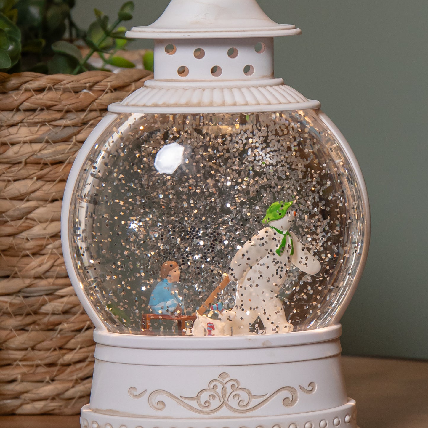 25cm Battery Operated Light up The Snowman and Snowdog Christmas Water Spinner with LEDs