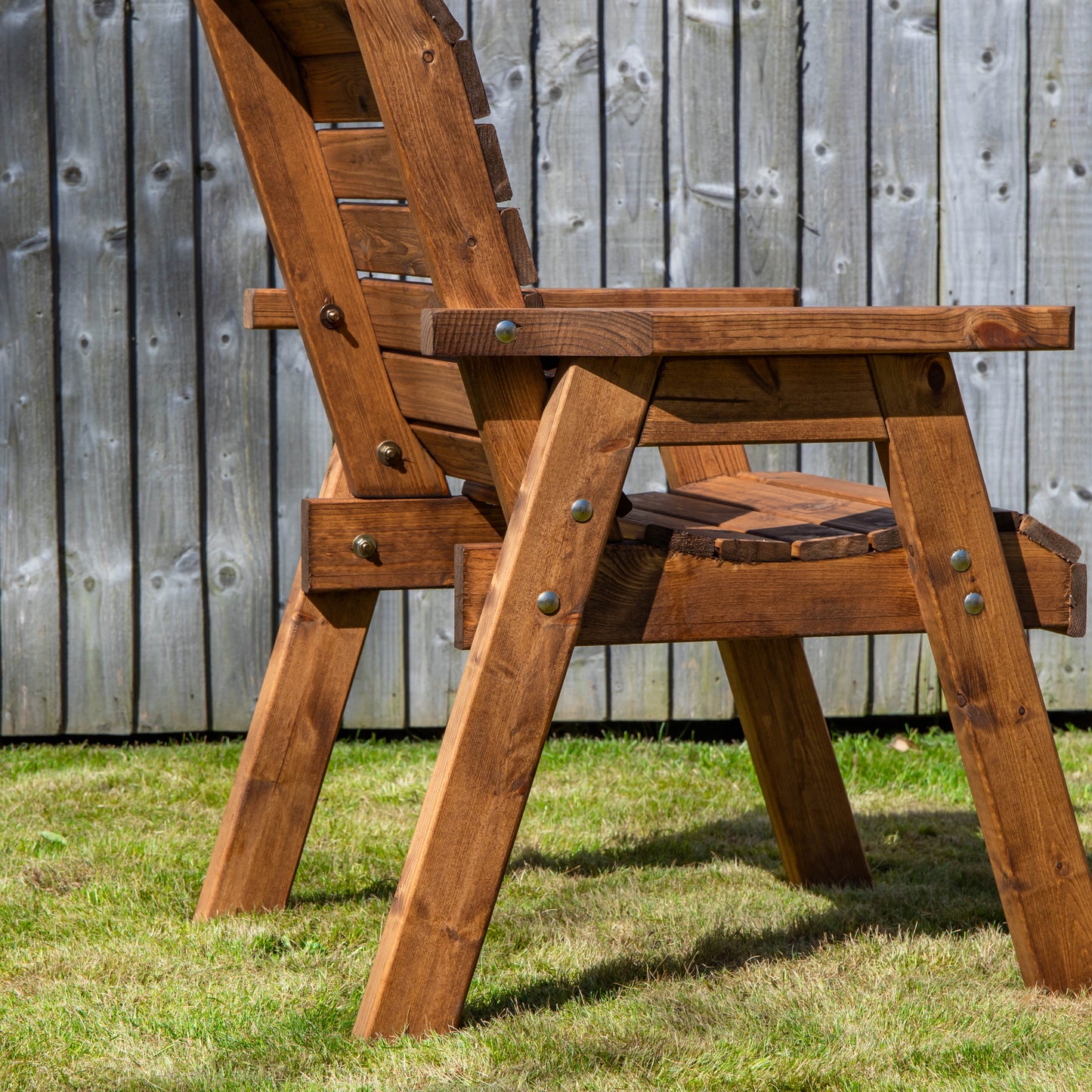 Charles Taylor Hand Made Traditional Chunky Rustic Wooden Garden Chair Furniture Flat Packed