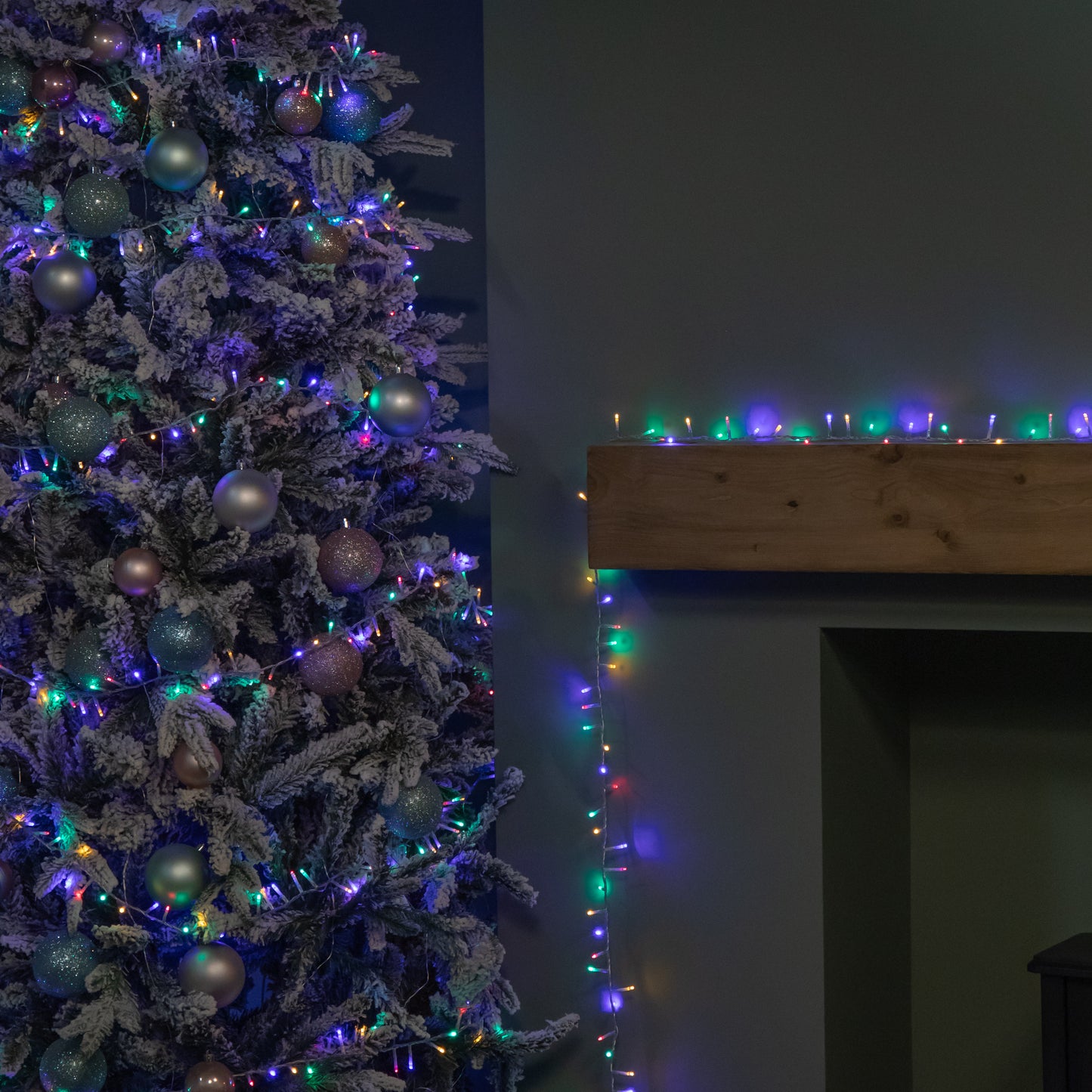 50m 2000 LED TreeBrights Christmas String Lights with Timer in Multi-Coloured on Clear Cable