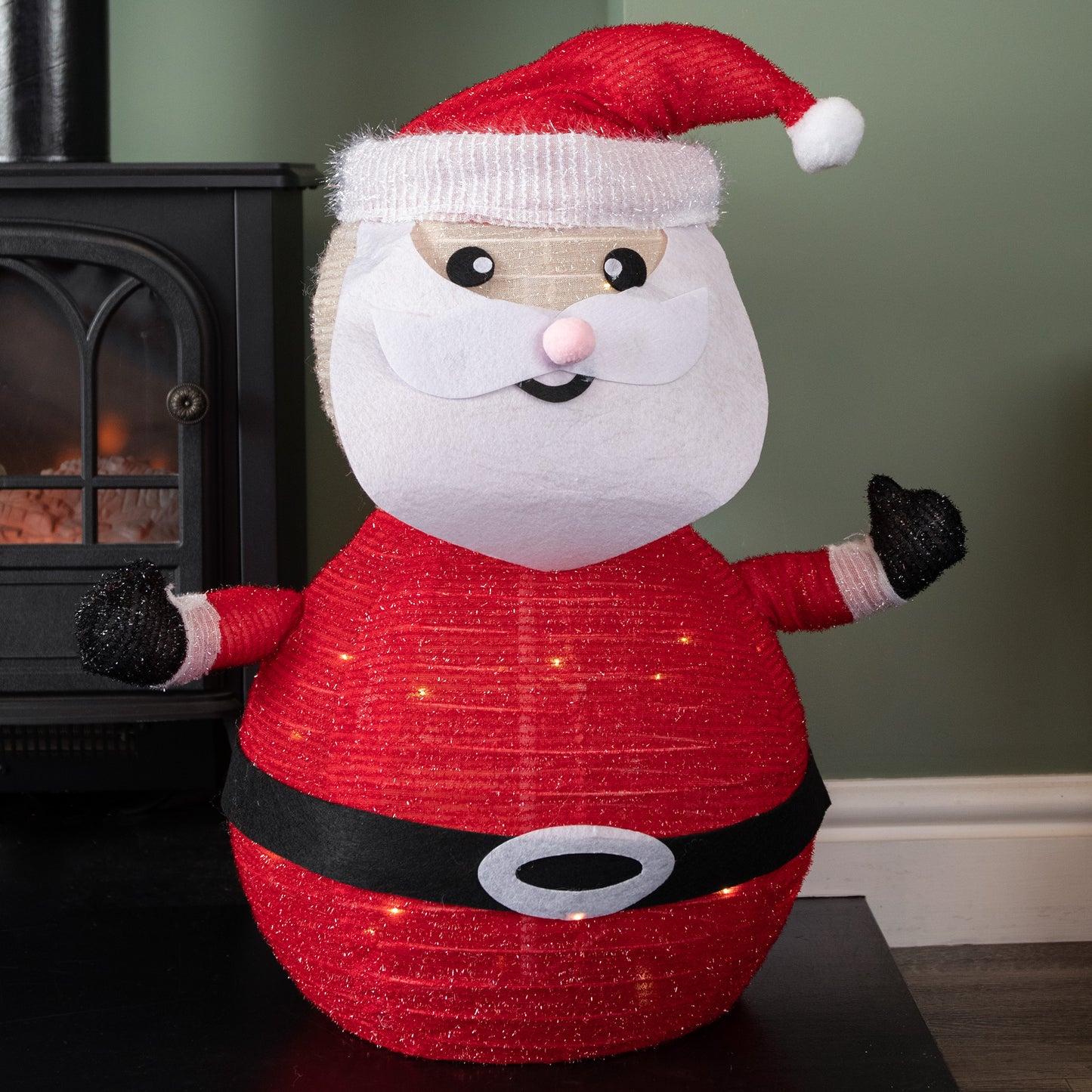 72cm Battery Operated Light up Pop up Christmas Santa with Warm White LEDs