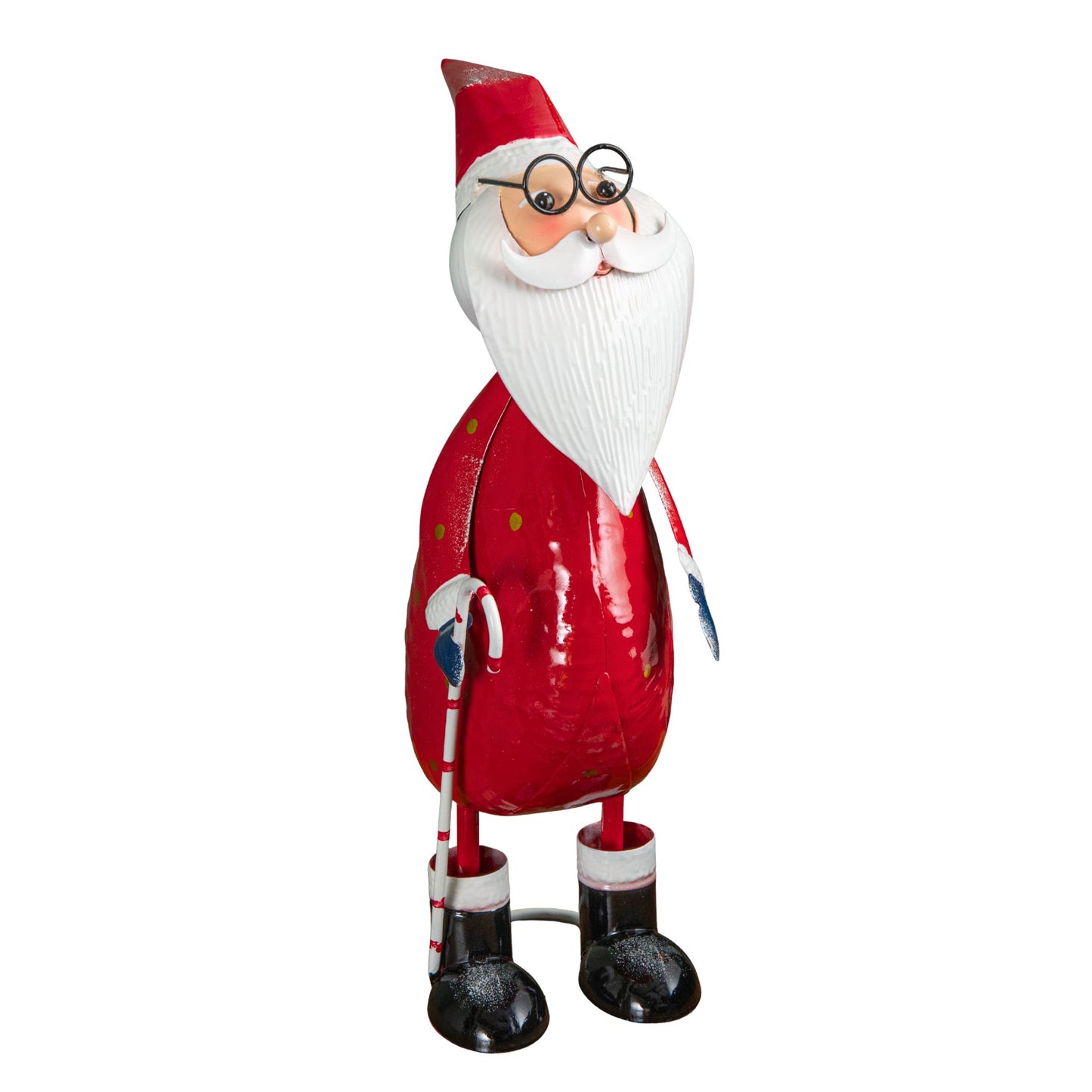 44cm Hand Painted Metal Christmas Polka Dot Santa Decoration