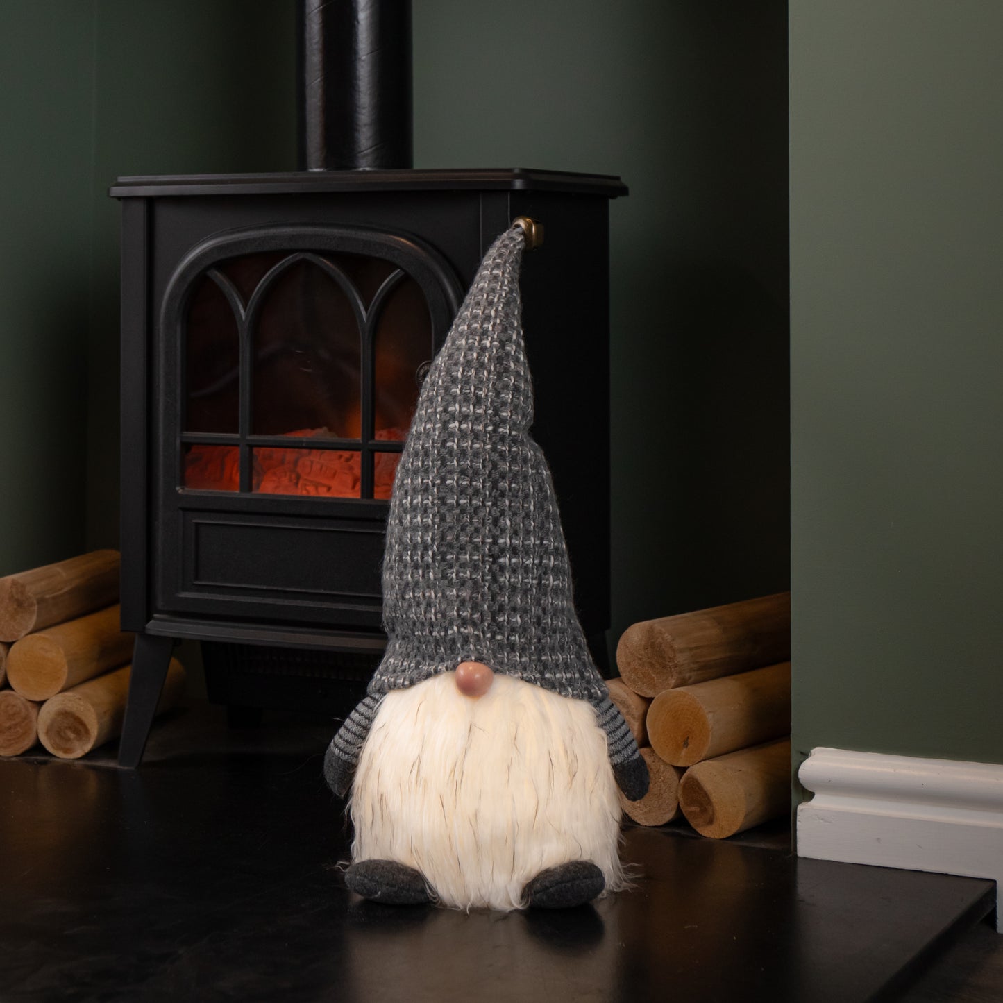 50cm Battery Operated Christmas Sitting Gonk Decoration in Dark Grey