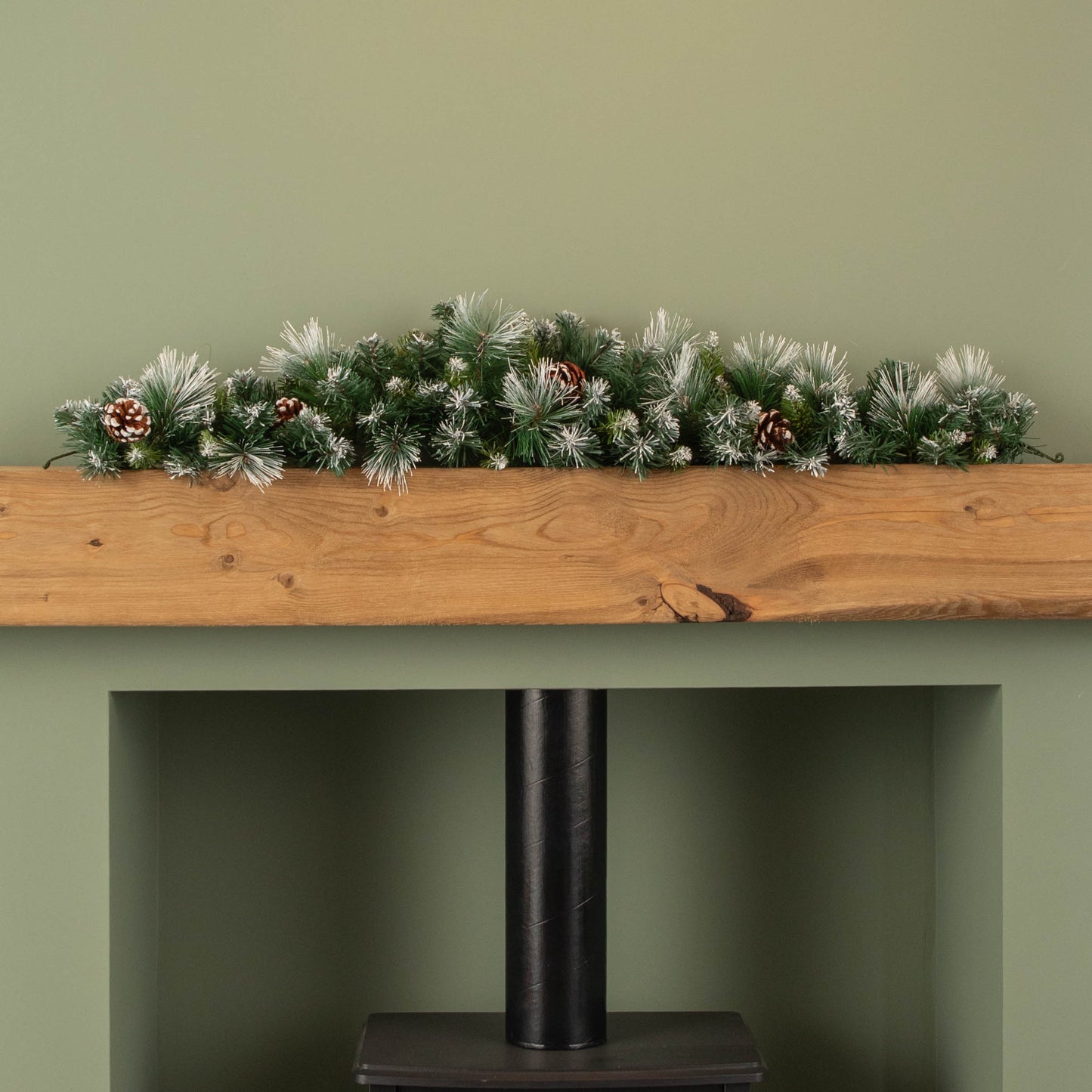 90cm (3ft) Frosted Glacier Christmas Swag with Pine Cones