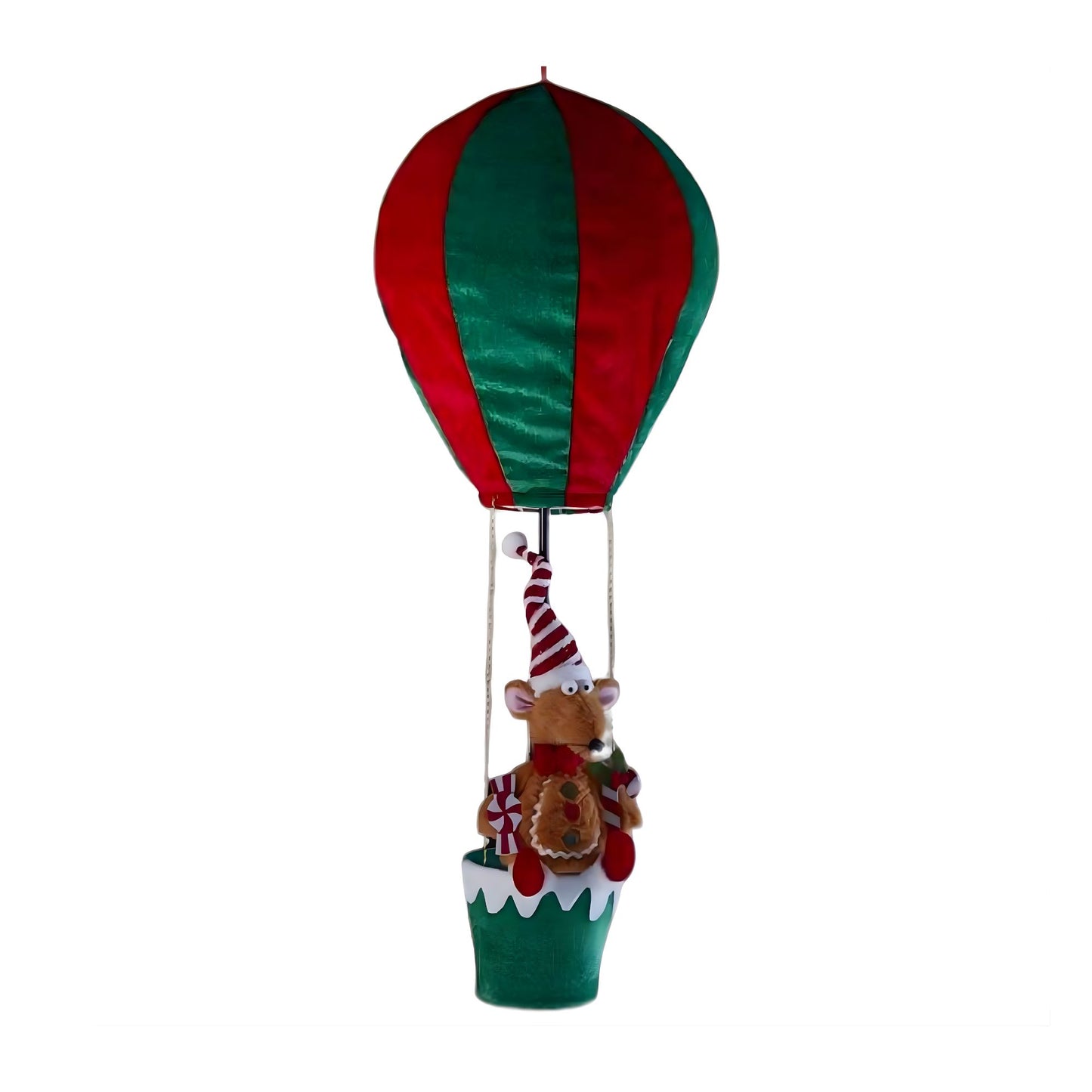 1m Red and Green Razza Rat Hot Air Balloon Hanging Christmas Decoration