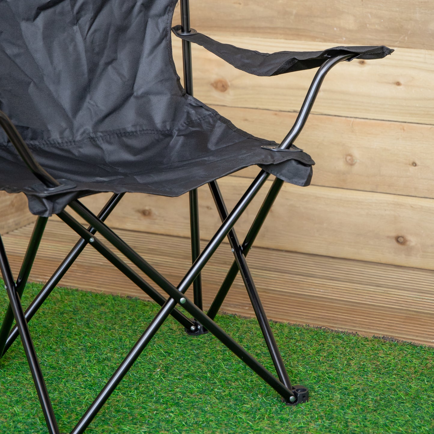 Outdoor Black Lightweight Foldable Canvas Chair with Cup Holder and Carry Case