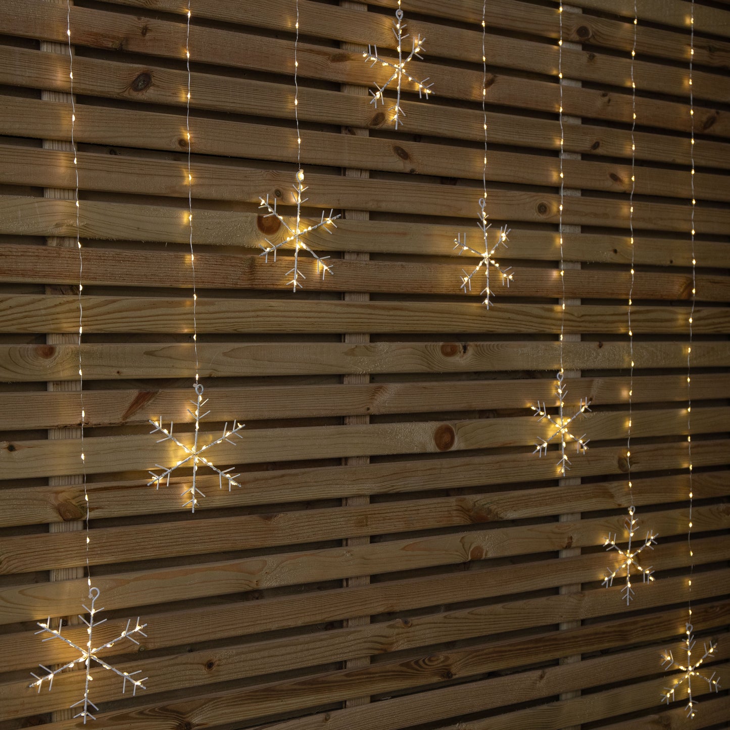 1.2m x 1.2m Light up Snowflake Pin Wire Christmas Curtain Lights with 339 Warm White LEDs