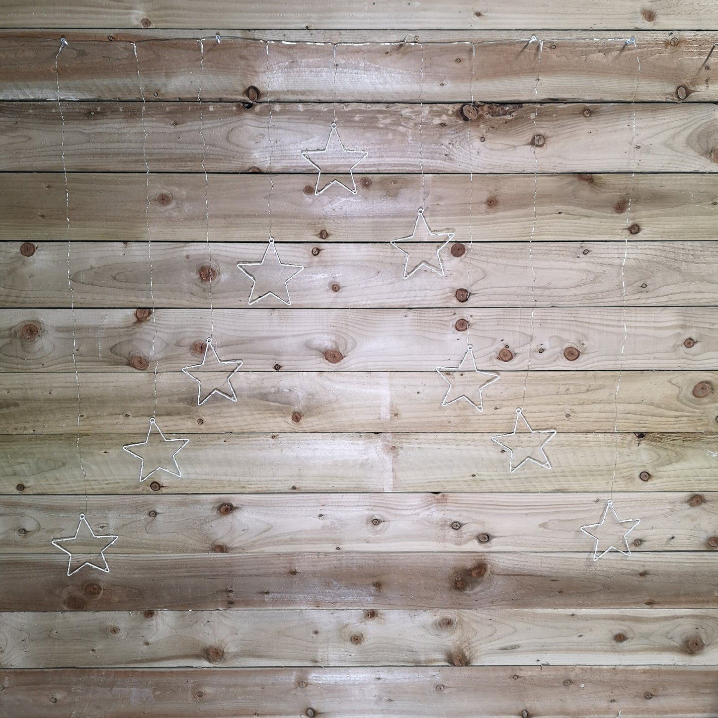 1.2m Premier Christmas Static Star LED Silver Pin Wire V Curtain Lights in Rainbow