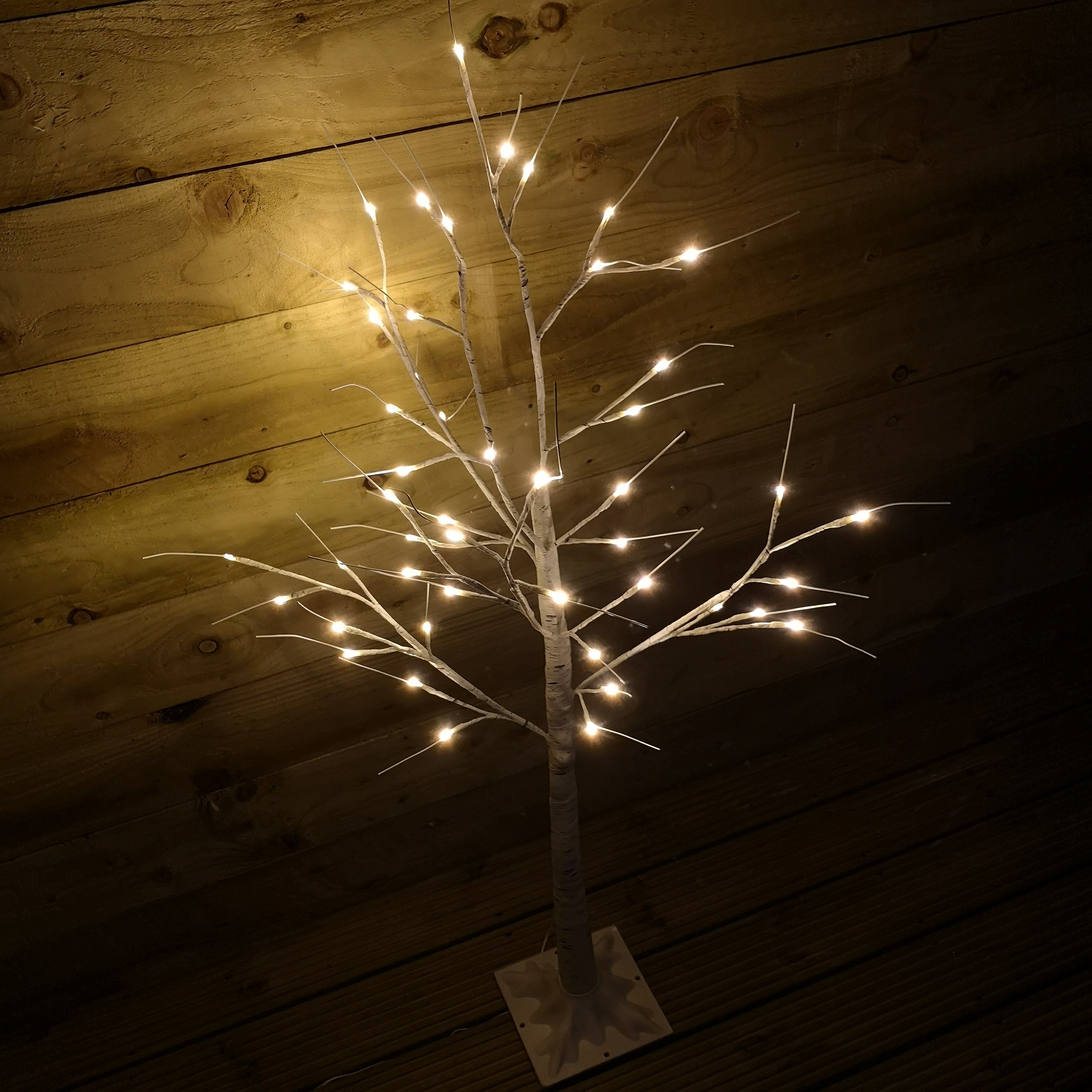 1.2m (4ft) Indoor Outdoor Christmas Lit Birch Tree with 48 Warm White LEDs
