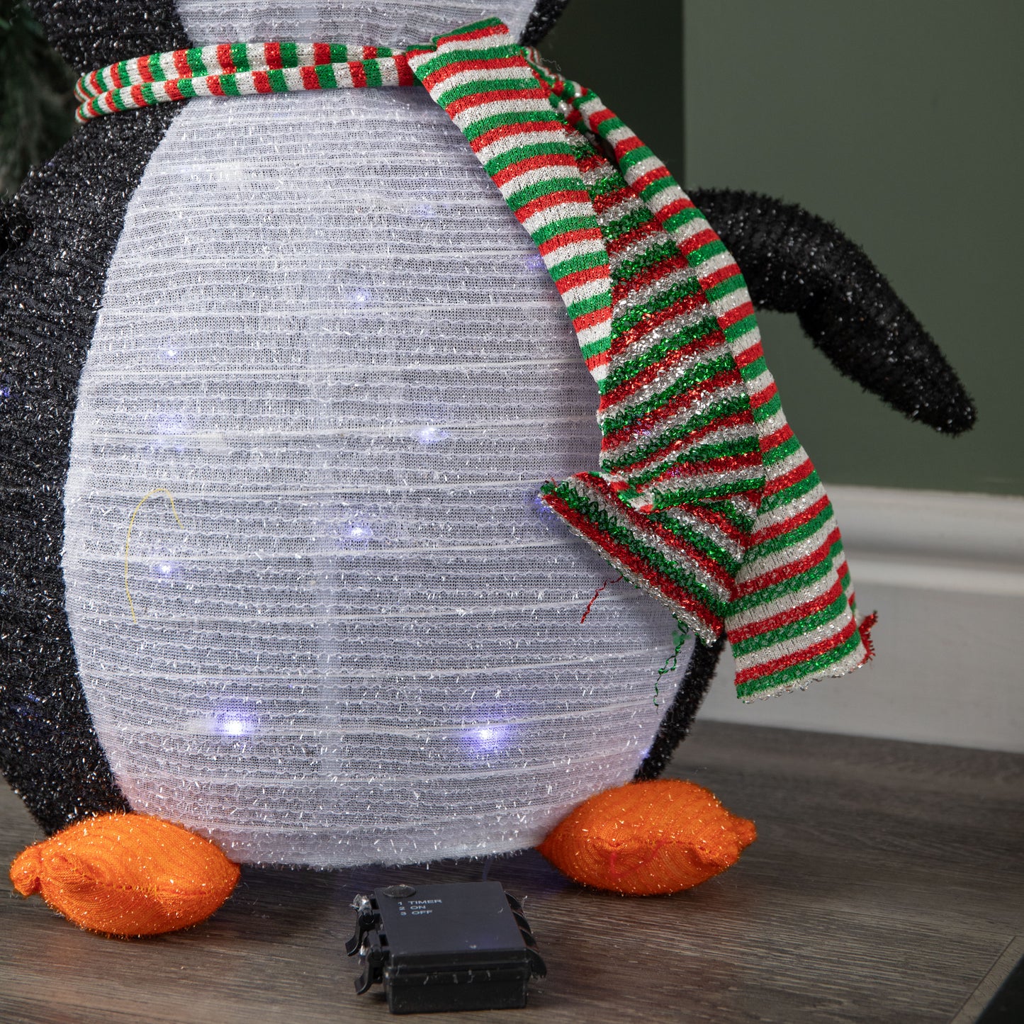 72cm Battery Operated Light up Pop up Christmas Penguin with Cool White LEDs