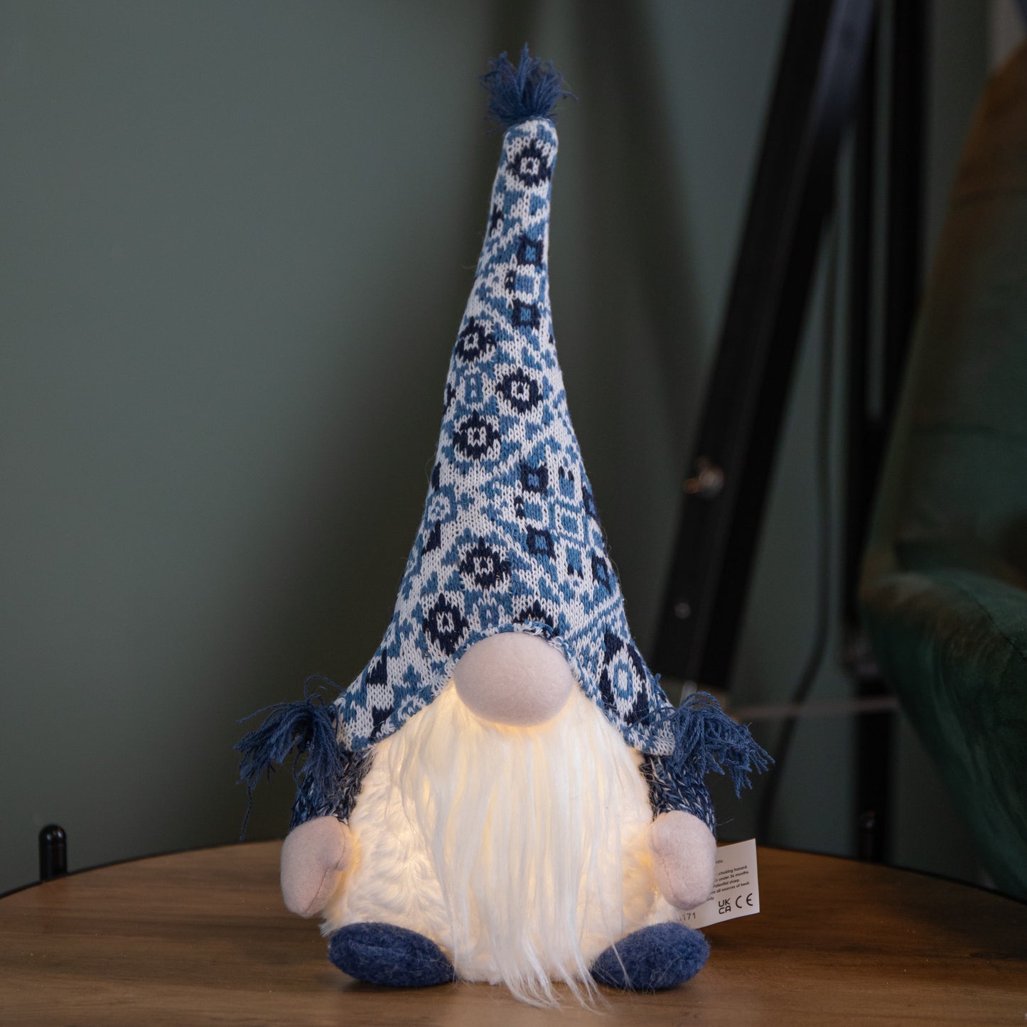 35cm Battery Operated Light up Sitting Christmas Gonk in Light Blue