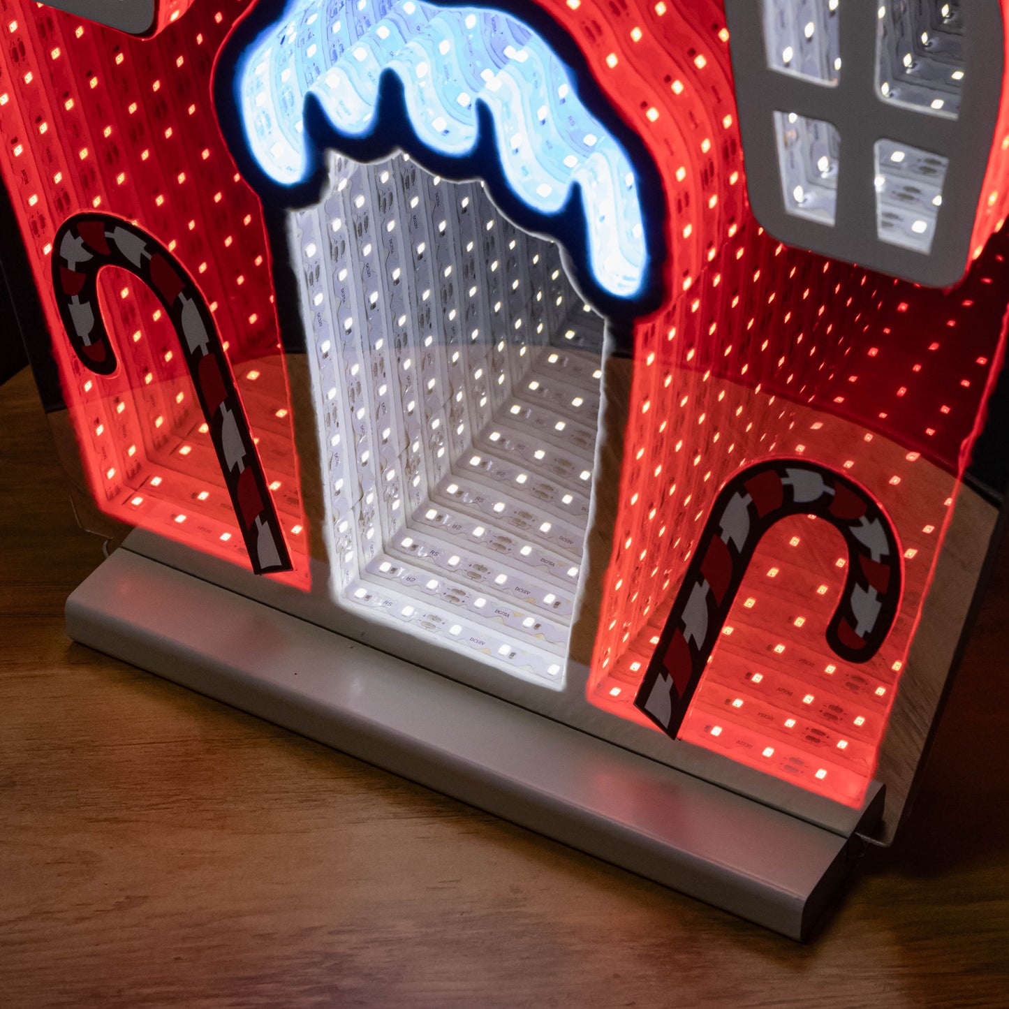 66cm Light up Gingerbread House Christmas Decoration with Red and White LEDs