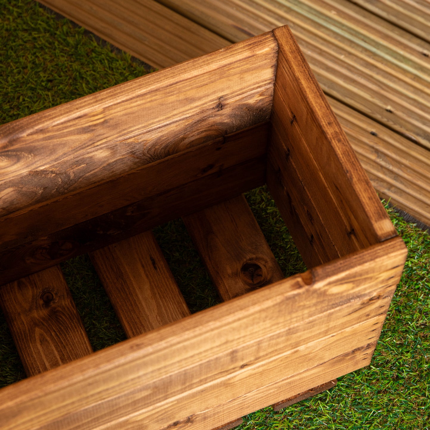 Hand Made 53cm x 25cm x 30cm Rustic Wooden Garden Trough Planter