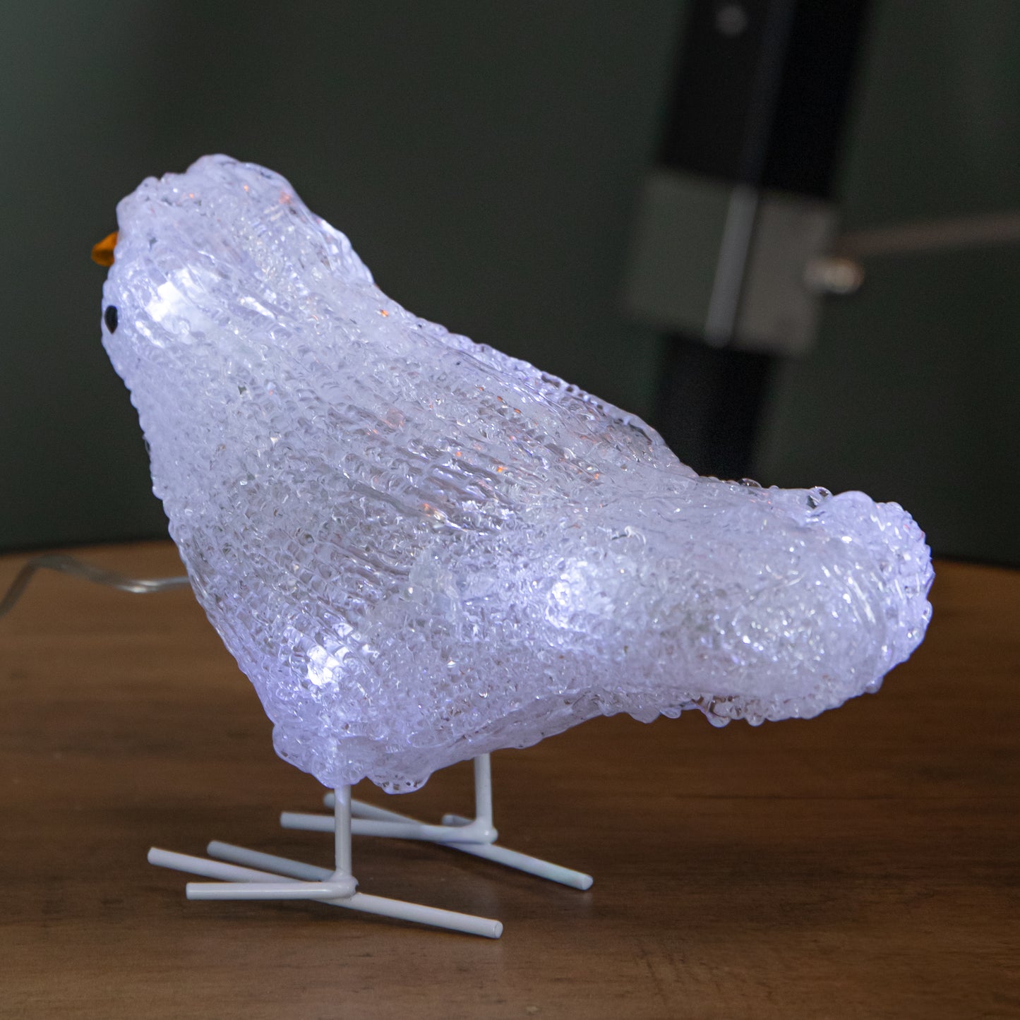 Set of 5 16cm Light up Acrylic Christmas Birds with 30 White LEDs