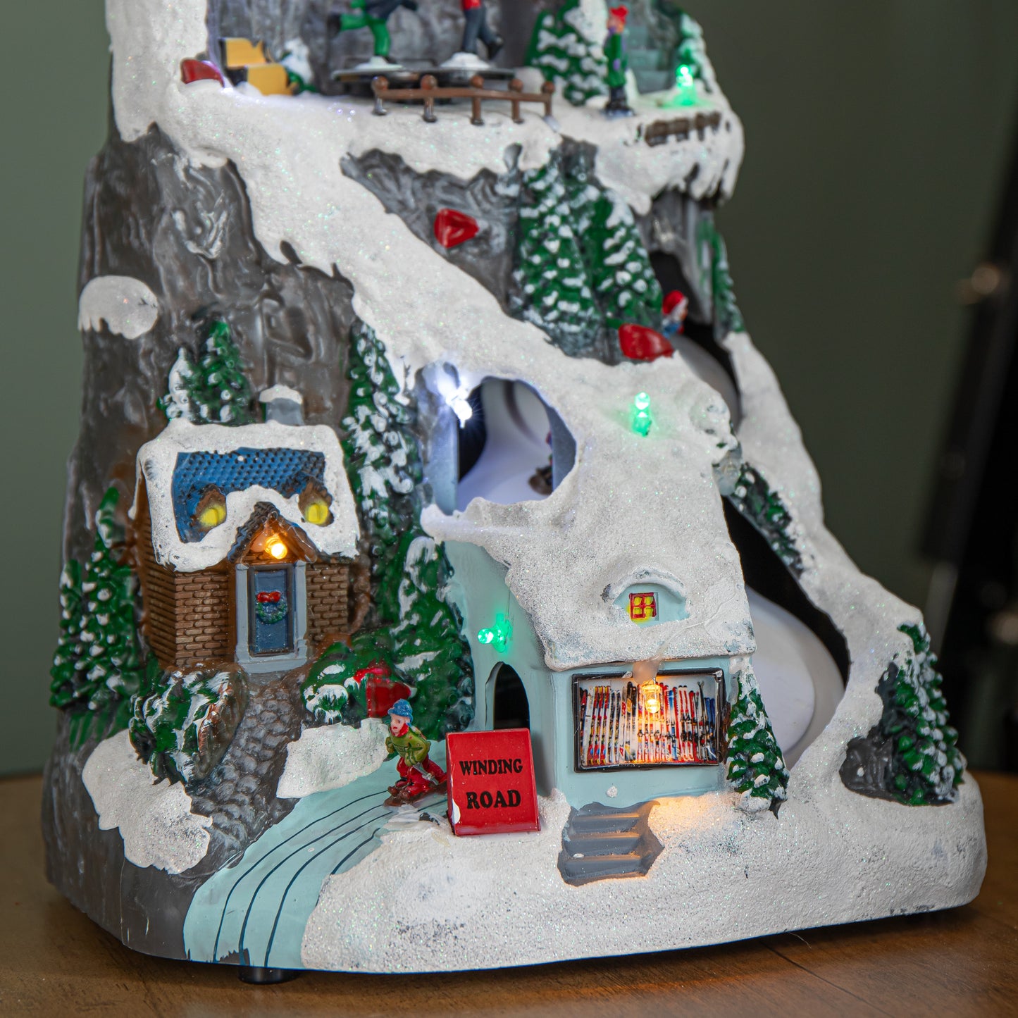 30cm Light up Christmas Winter Ski Village Scene with Music and LEDs