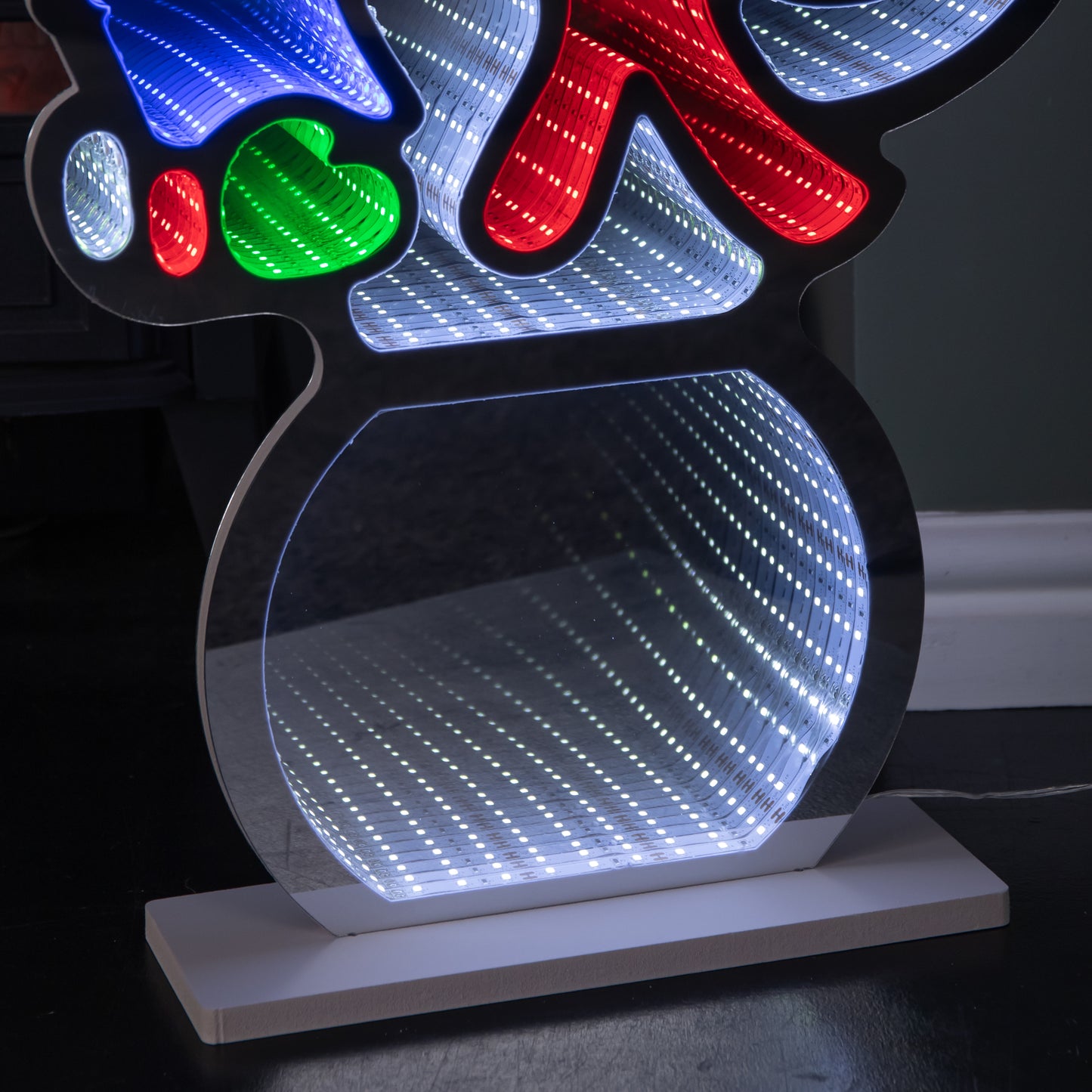 60cm Light up Christmas Snowman Infinity Light with Multi-Coloured LEDs