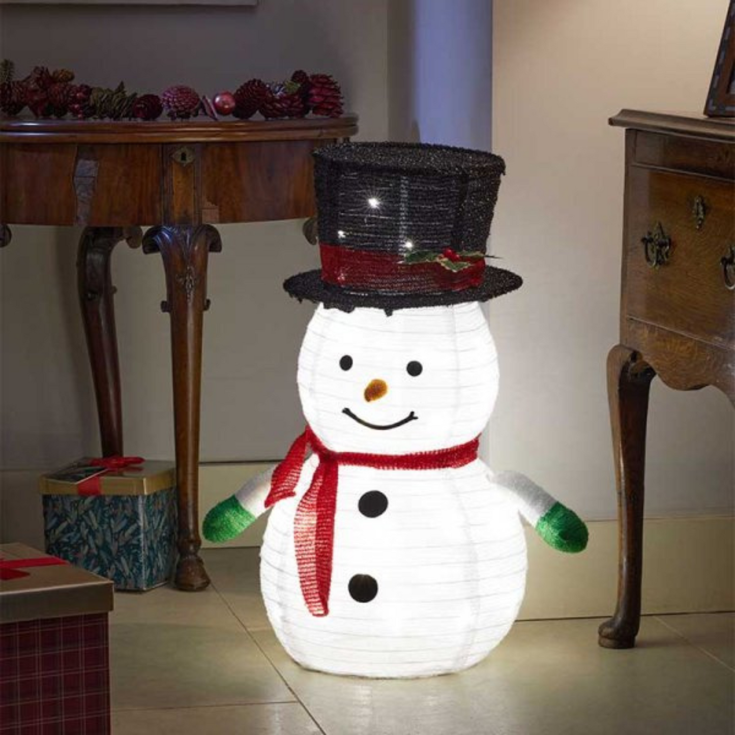 71cm Battery Operated Light up Pop up Christmas Snowman with Cool White LEDs