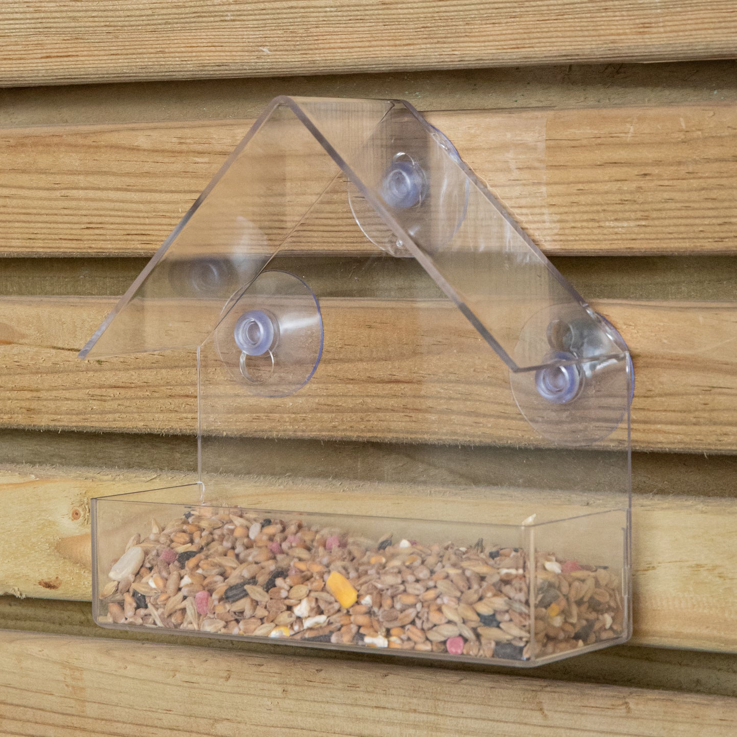 15cm Clear Plastic Glass Window Garden Wild Bird Seed Nut Feeder with Suction Cups