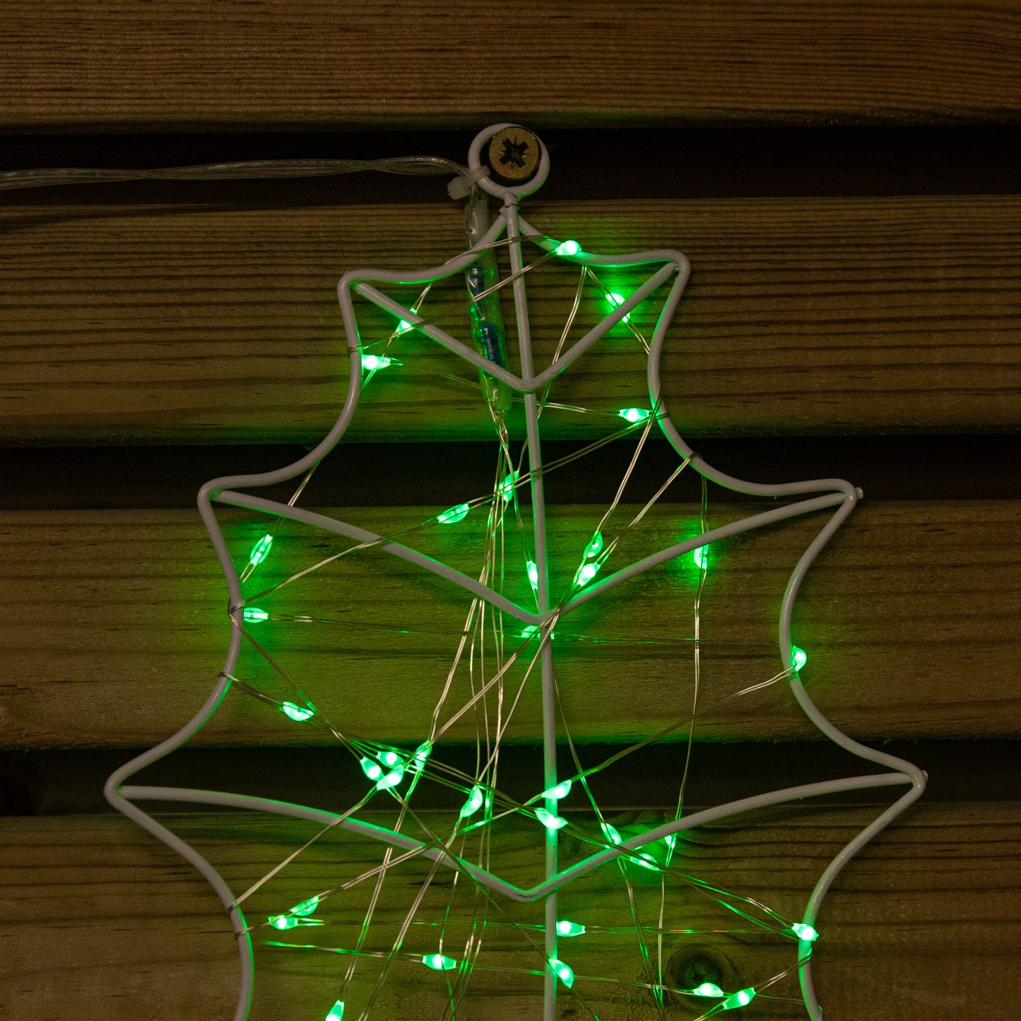 46cm Light up Holly with Berries Christmas Silhouette with Red and Green LEDs