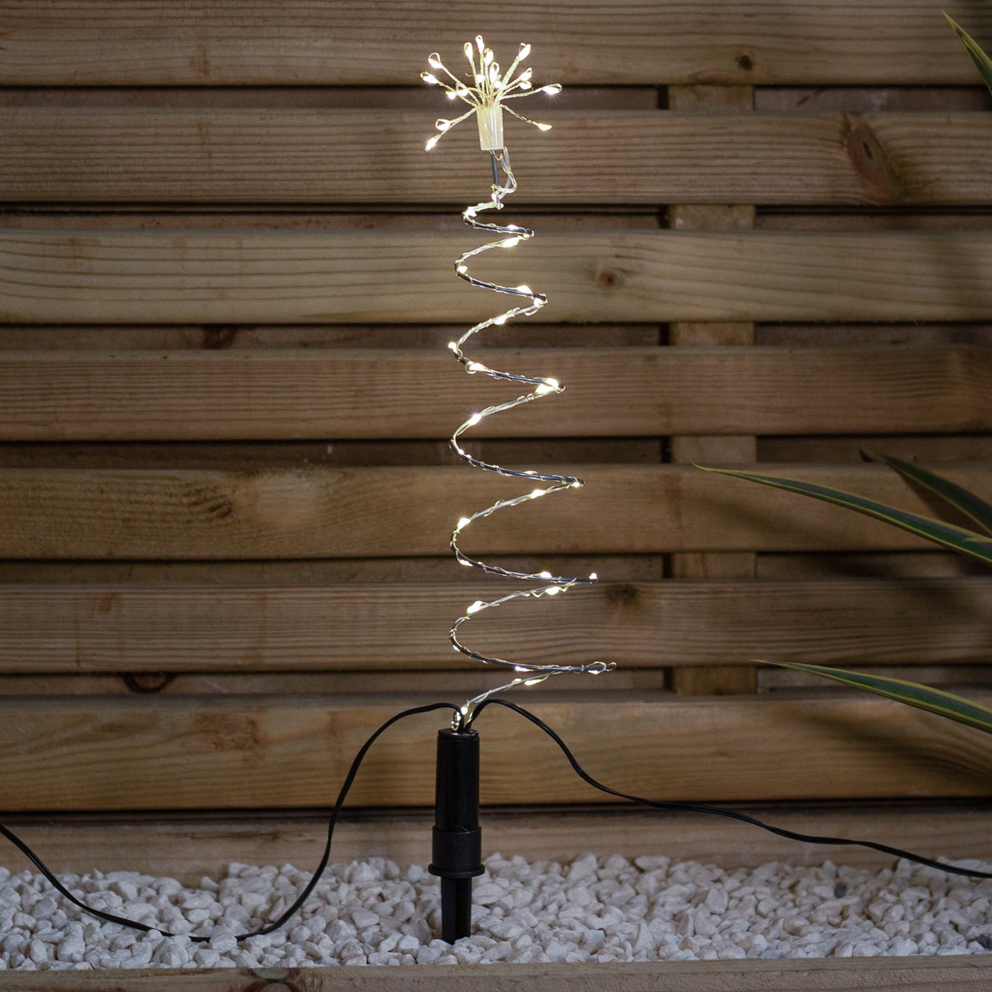 30cm Set of 4 Light up Silver Christmas Tree Garden Path Lights with 200 Warm White LEDs