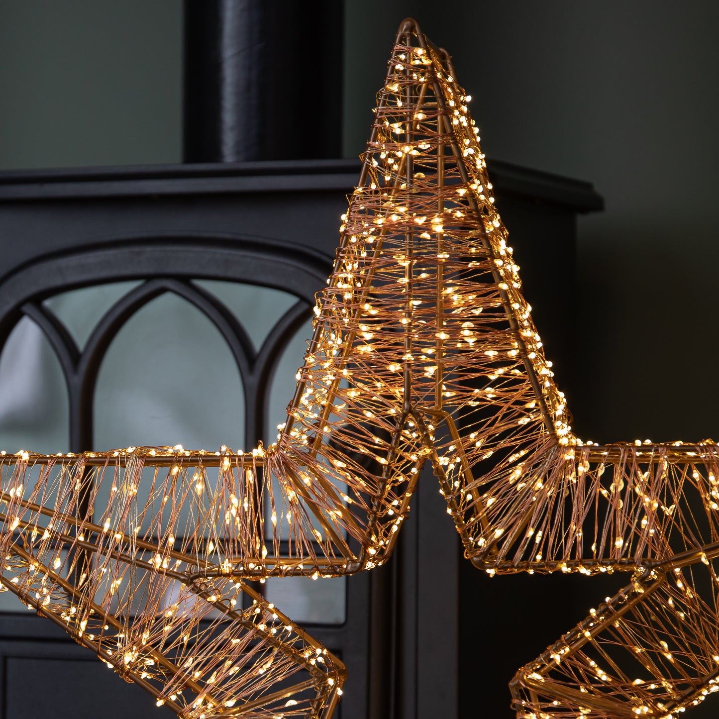 60cm Light up Metal Gold Christmas Star Sculpture Decoration with 1700 Warm White LEDs