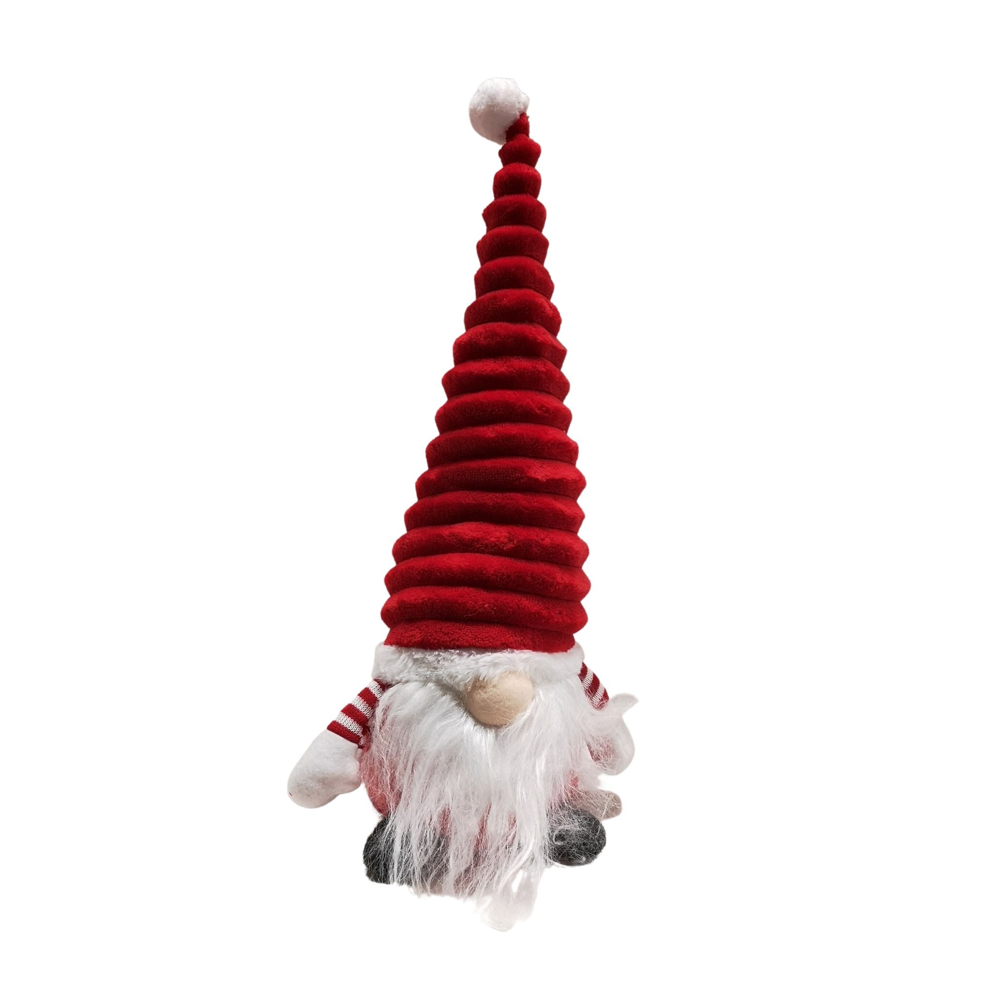 40cm Sitting Plush Christmas Gonk with Grooved Hat in Red