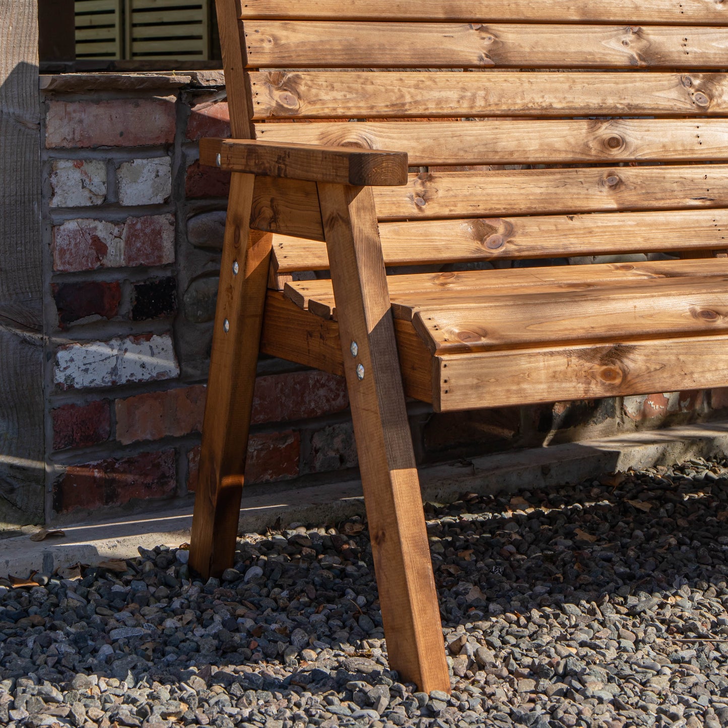 Charles Taylor Hand Made Traditional 3 Seater Chunky Rustic Wooden Garden Bench Furniture