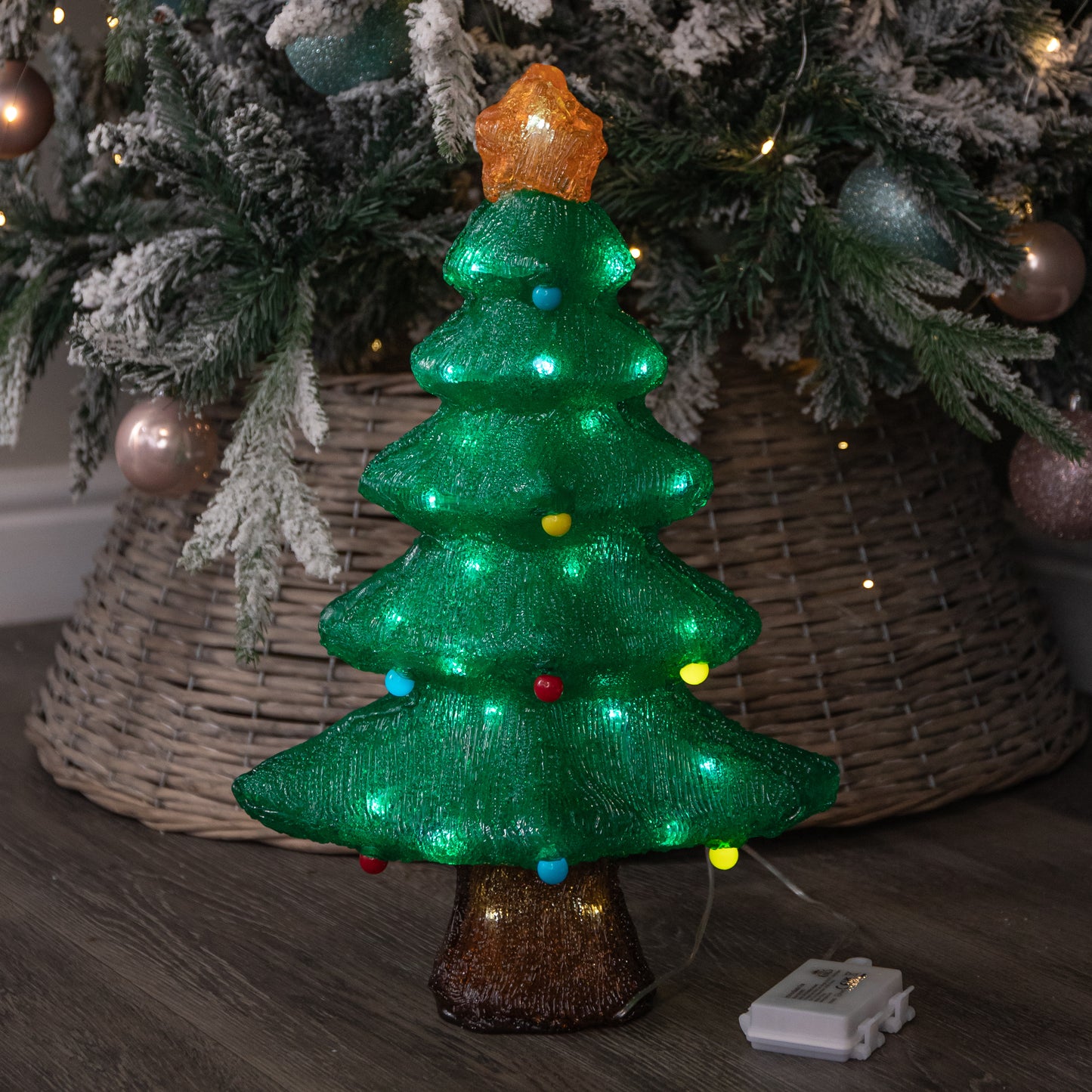 46cm Battery Powered Light up Christmas Bauble Tree with 60 Cool White LEDs