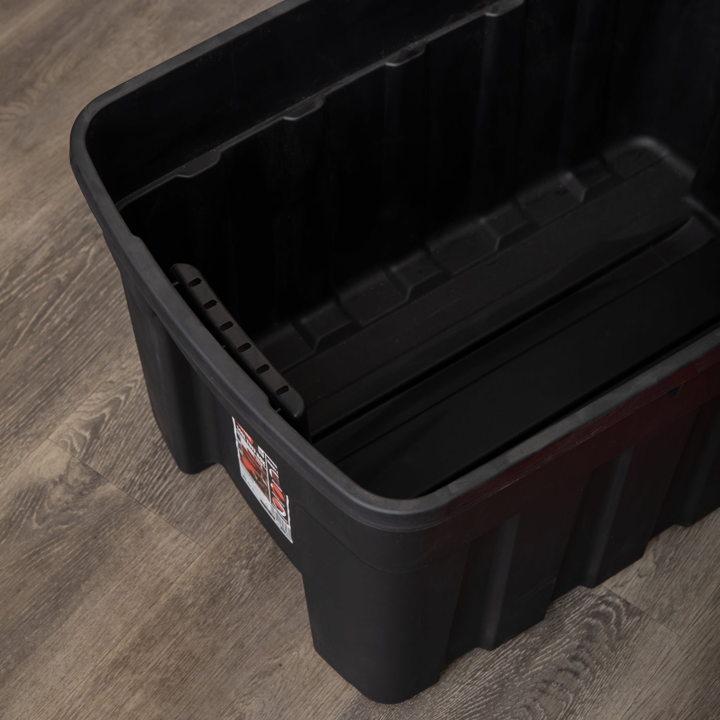 140L Black and Red Tuff Stackable Storage Box with Lid and Carry Handles