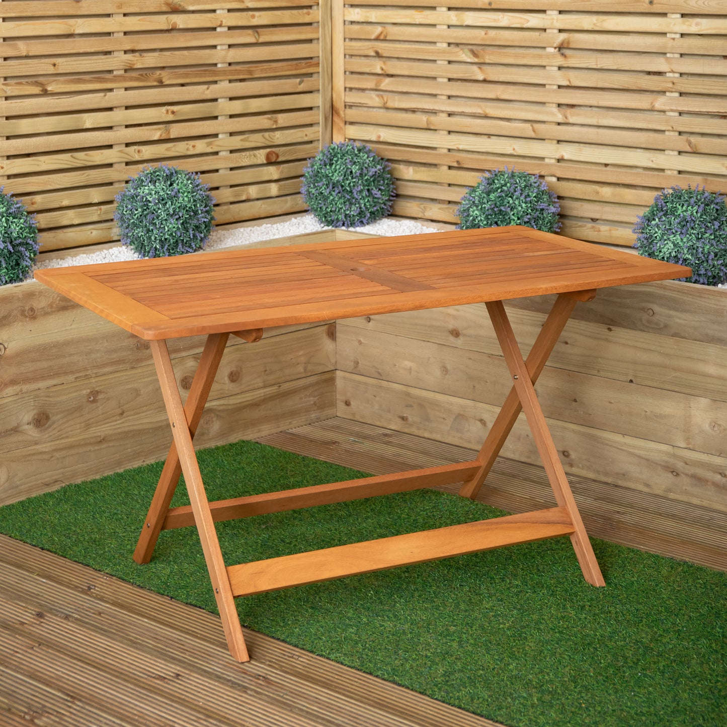 Outdoor 4 Person Rectangular Wooden Garden Dining Table, 2 Benches with Grey Parasol and Base Set