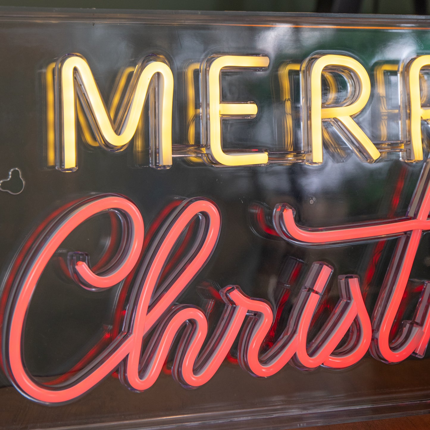 43cm Light up Merry Christmas Neon Flex Sign in Warm White and Red