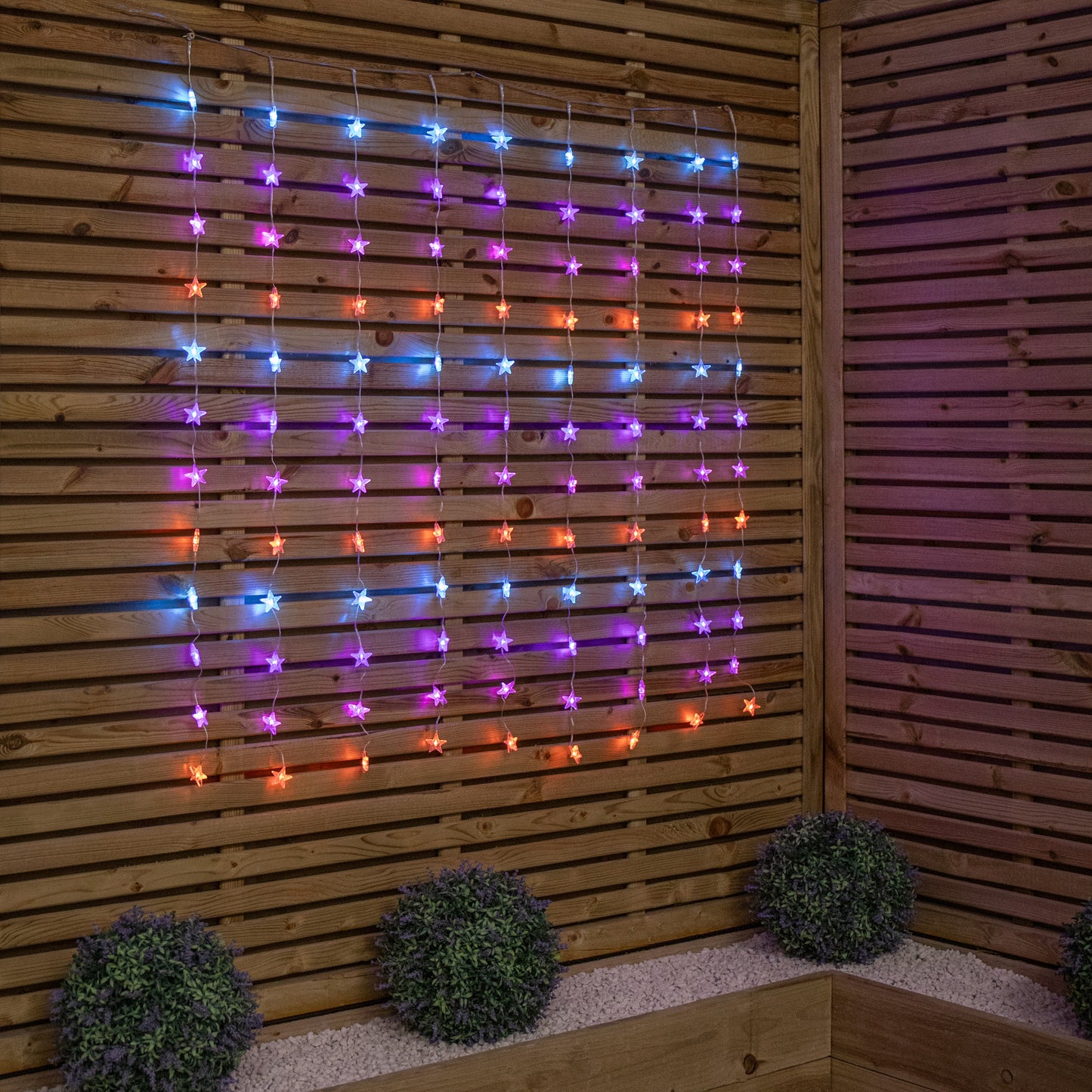 1.2 x 1.2m Light up Christmas Star Curtain Lights with 108 Rainbow LEDs