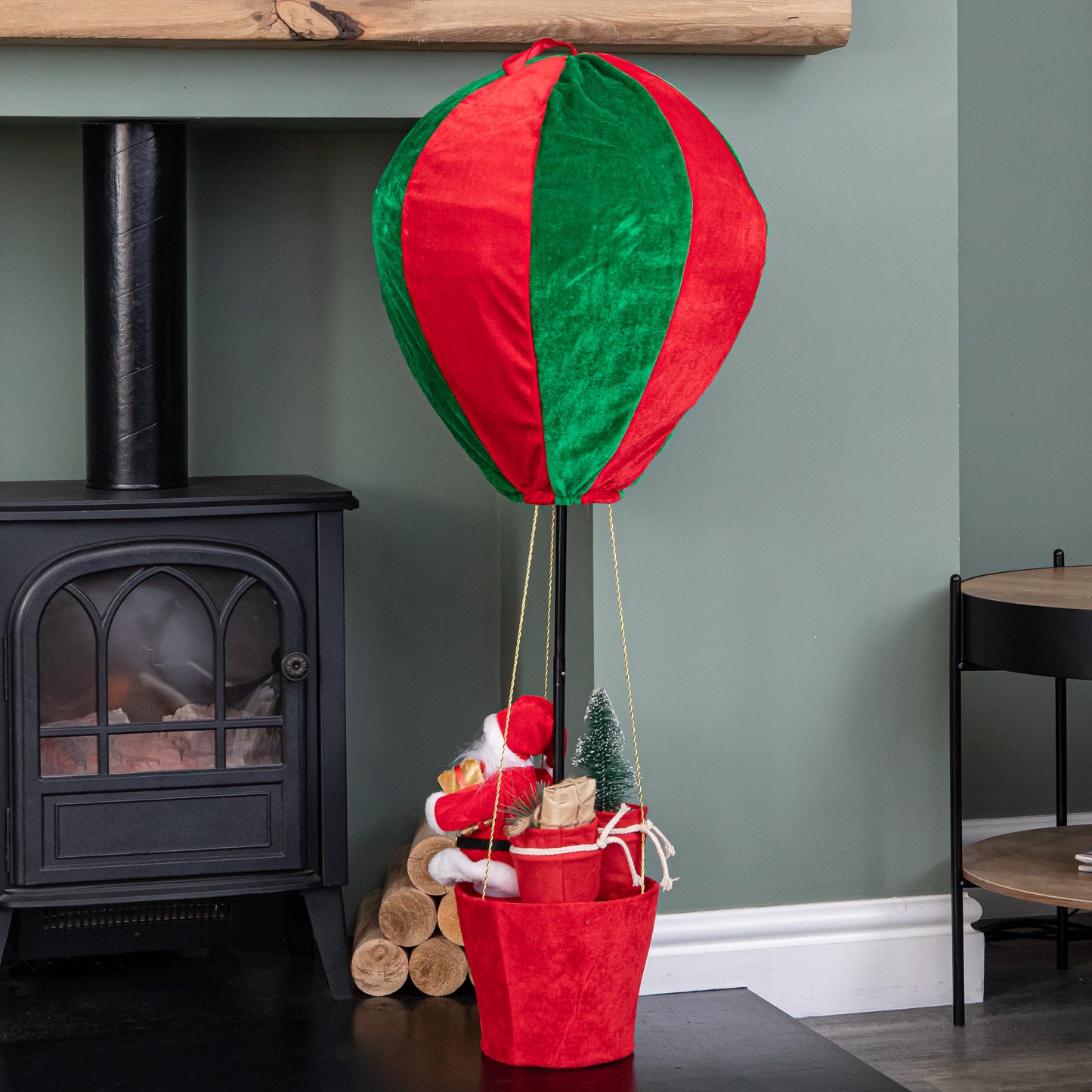 1m Large Red and Green Santa's Hot Air Balloon Hanging Christmas Decoration