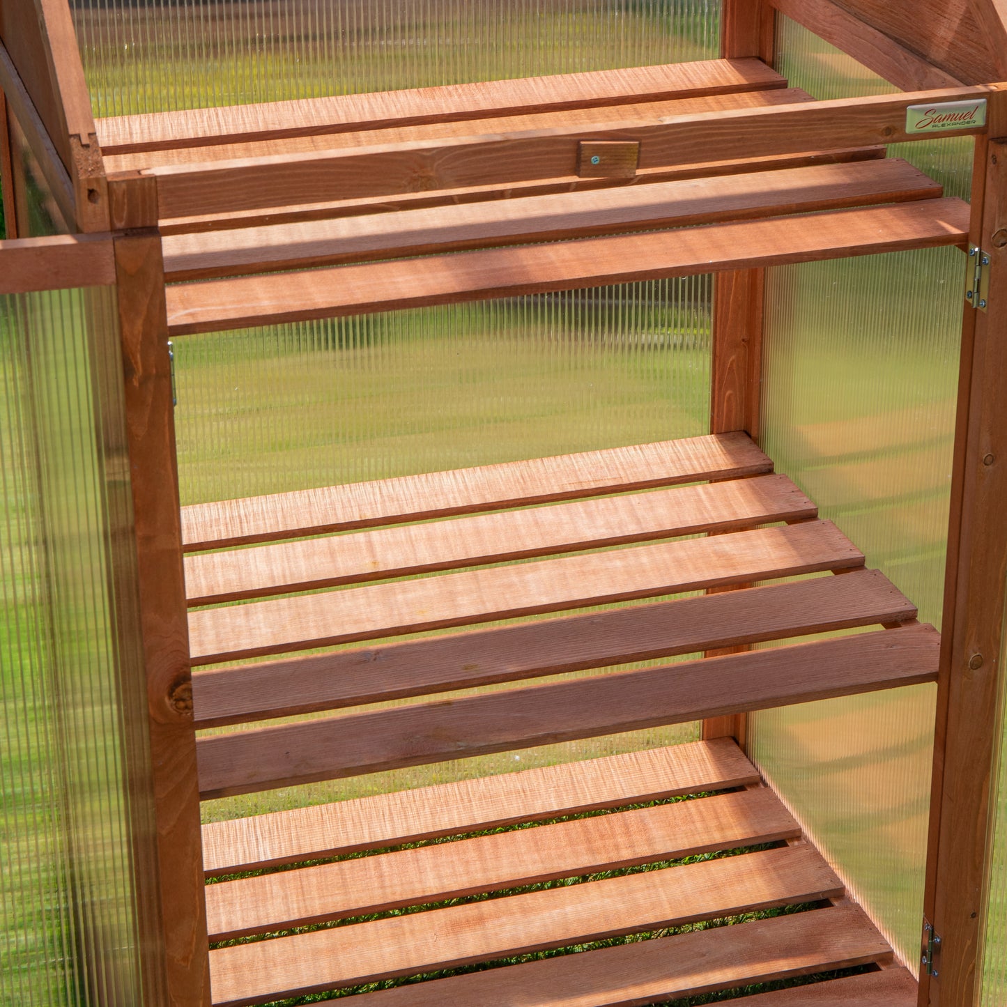 Samuel Alexander Wooden Mini Greenhouse Cold Frame - Small Greenhouse H120 x W69 x D49cm