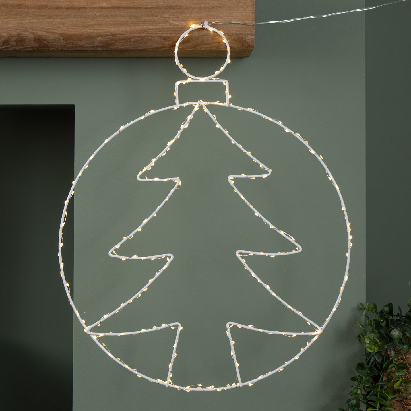 48cm x 38cm Light up Hanging Christmas Tree Bauble with 250 Warm White LEDs