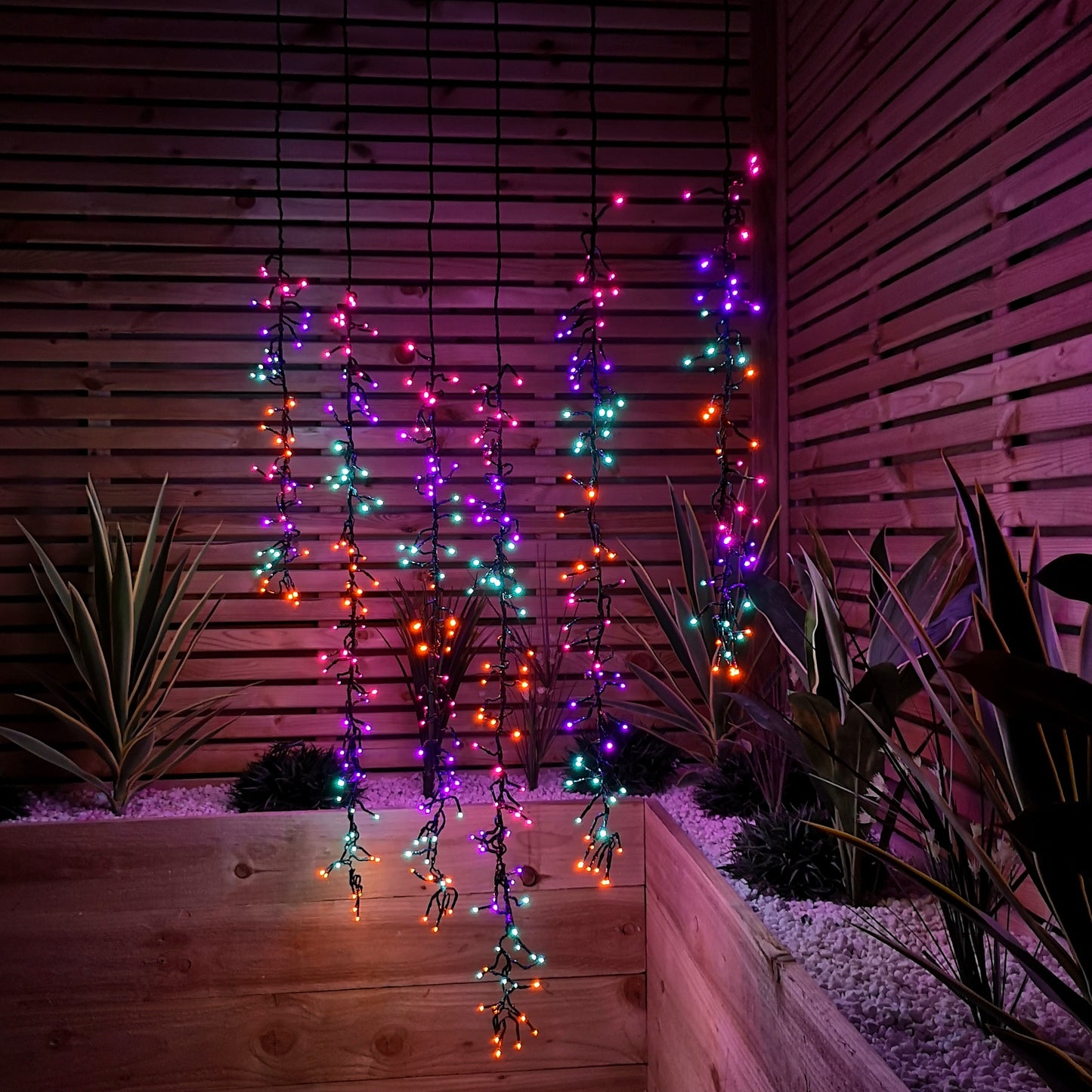 Set of 6 Drop Tree Multi-Action Christmas ClusterBrights with 384 Rainbow LEDs
