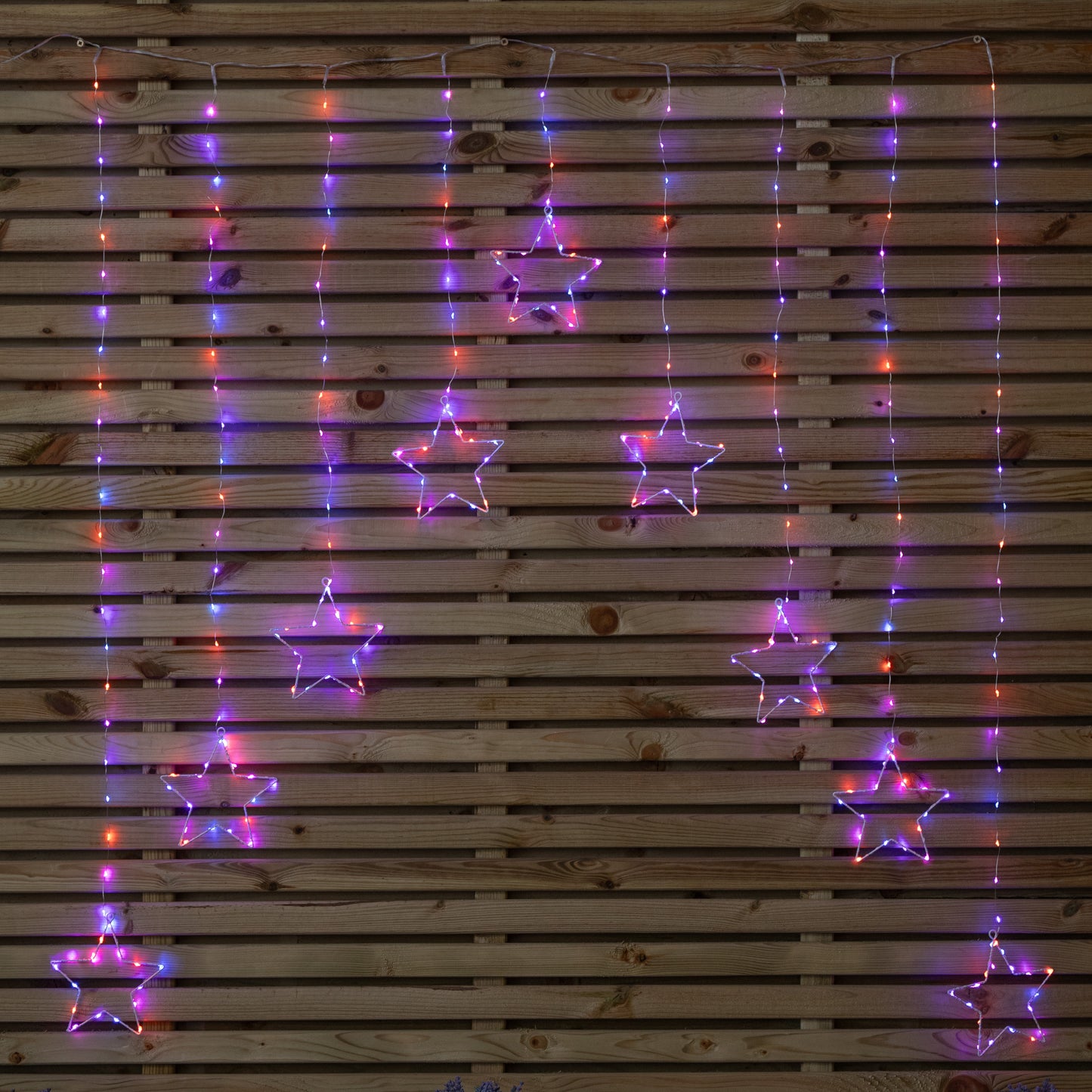 Factory Seconds: 1.2m x 1.2m Light up Star Pin Wire Christmas Curtain Lights with 303 Rainbow LEDs