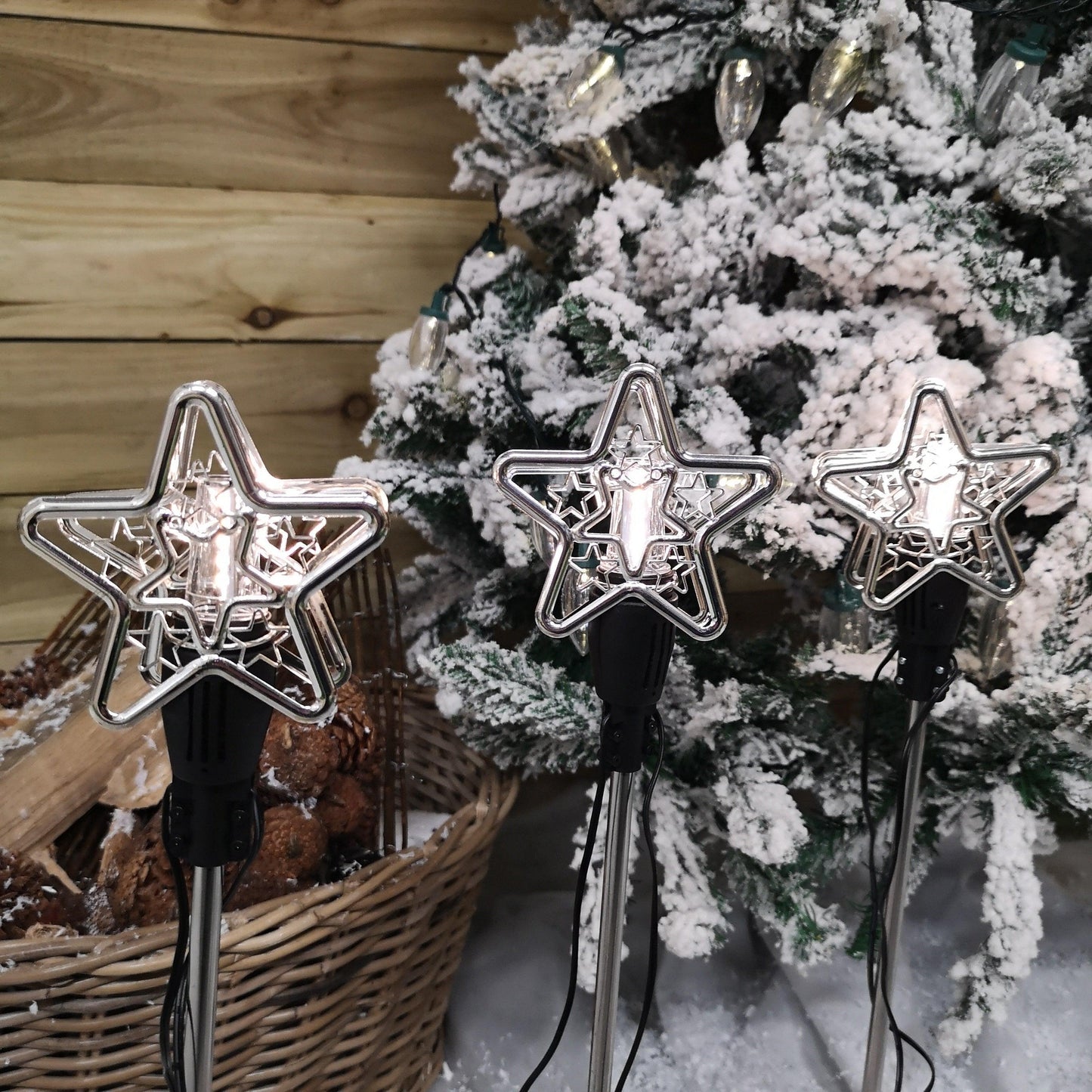 Set of 3 Christmas Star Flashing Warm White LED Connectable Pathfinder Lights