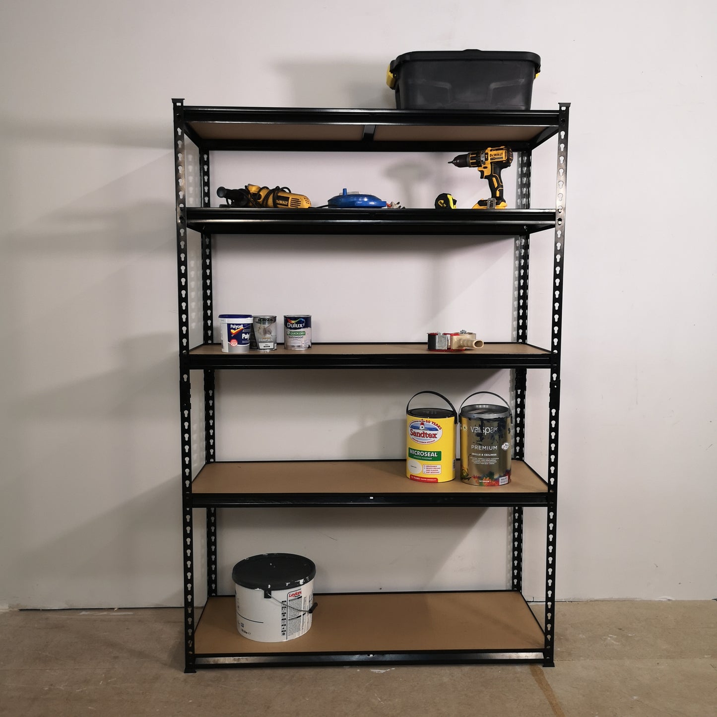 Garage Shelving 122cm Wide & 183cm High Heavy Duty 5 Tier Multipurpose Metal Racking Unit / Warehouse Shelving Storage in Black