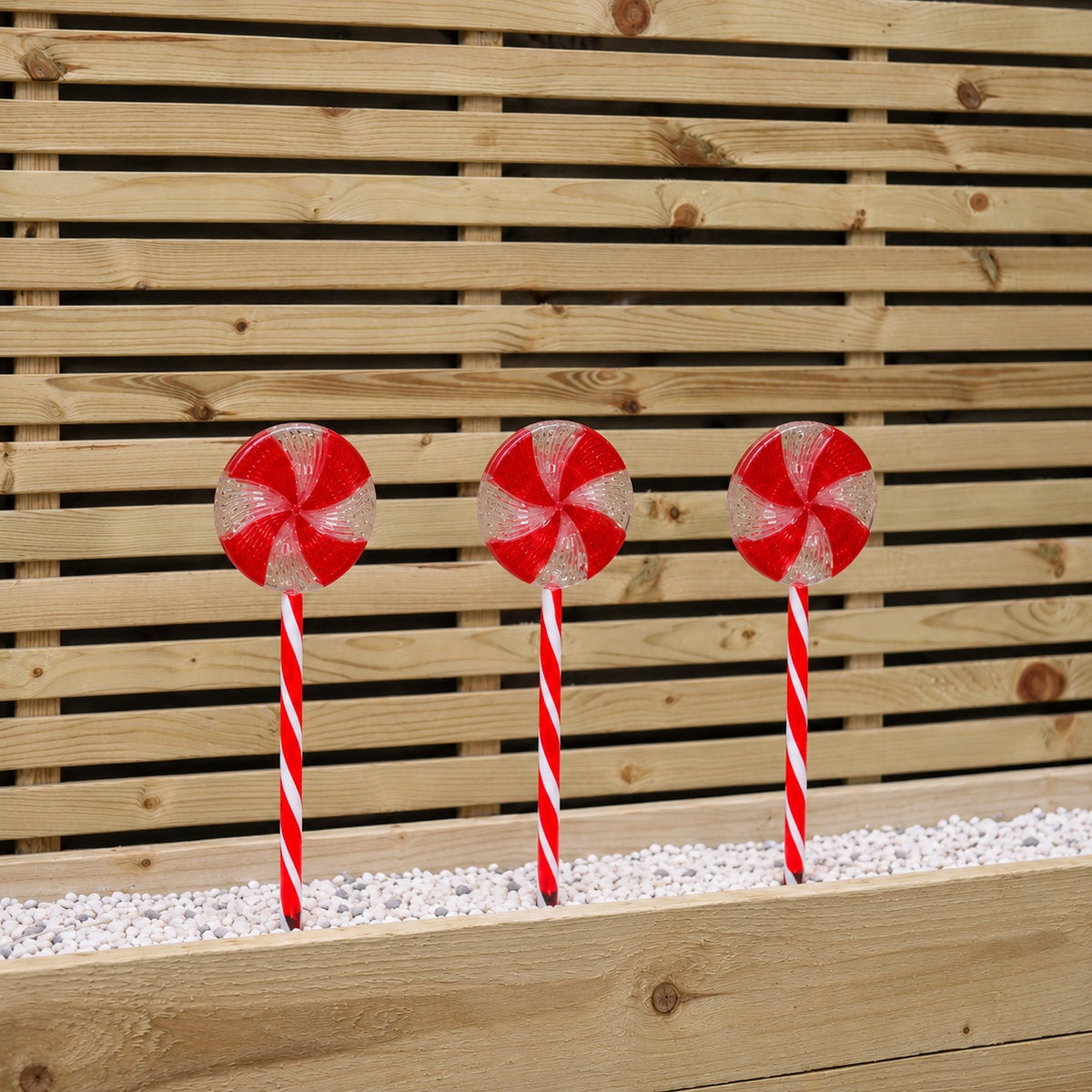 Set of 3 Light Up Lollipop Christmas Path Lights with 36 LEDs