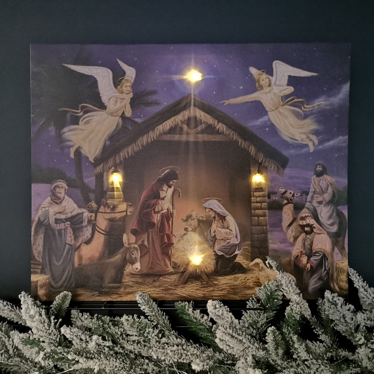 40cm x 50cm Battery Operated LED Nativity Canvas Christmas Decoration