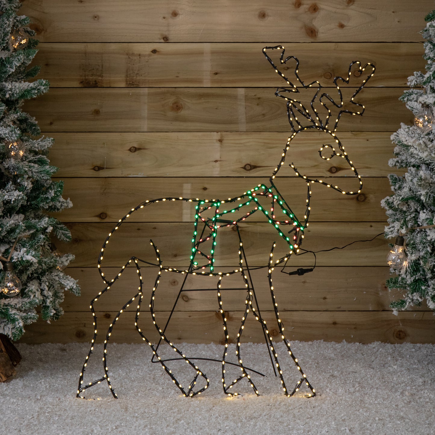 1.4m x 86cm Light up FlexiBrights Standing Christmas Reindeer with 420 Multi-Coloured LEDs