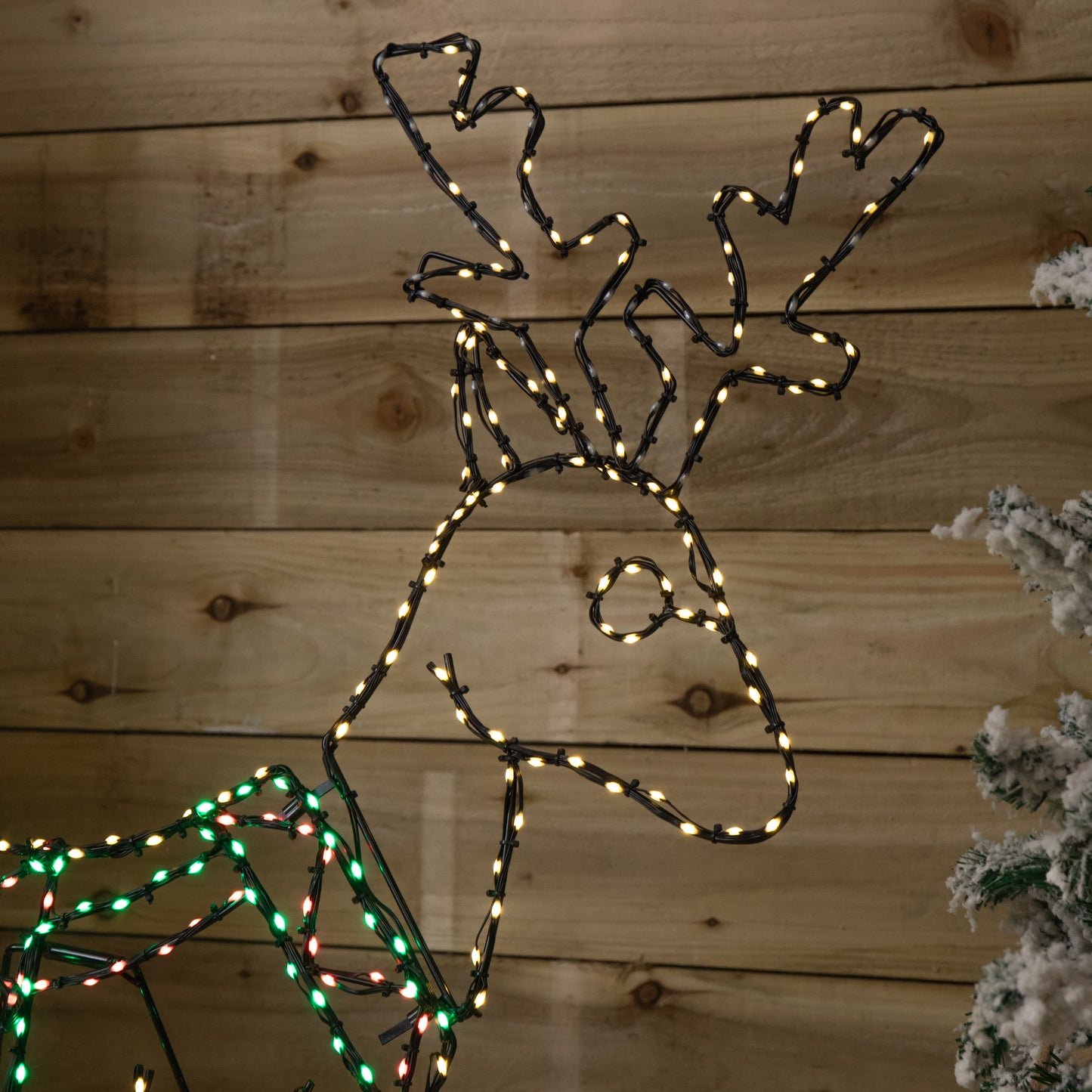 1.4m x 86cm Light up FlexiBrights Standing Christmas Reindeer with 420 Multi-Coloured LEDs