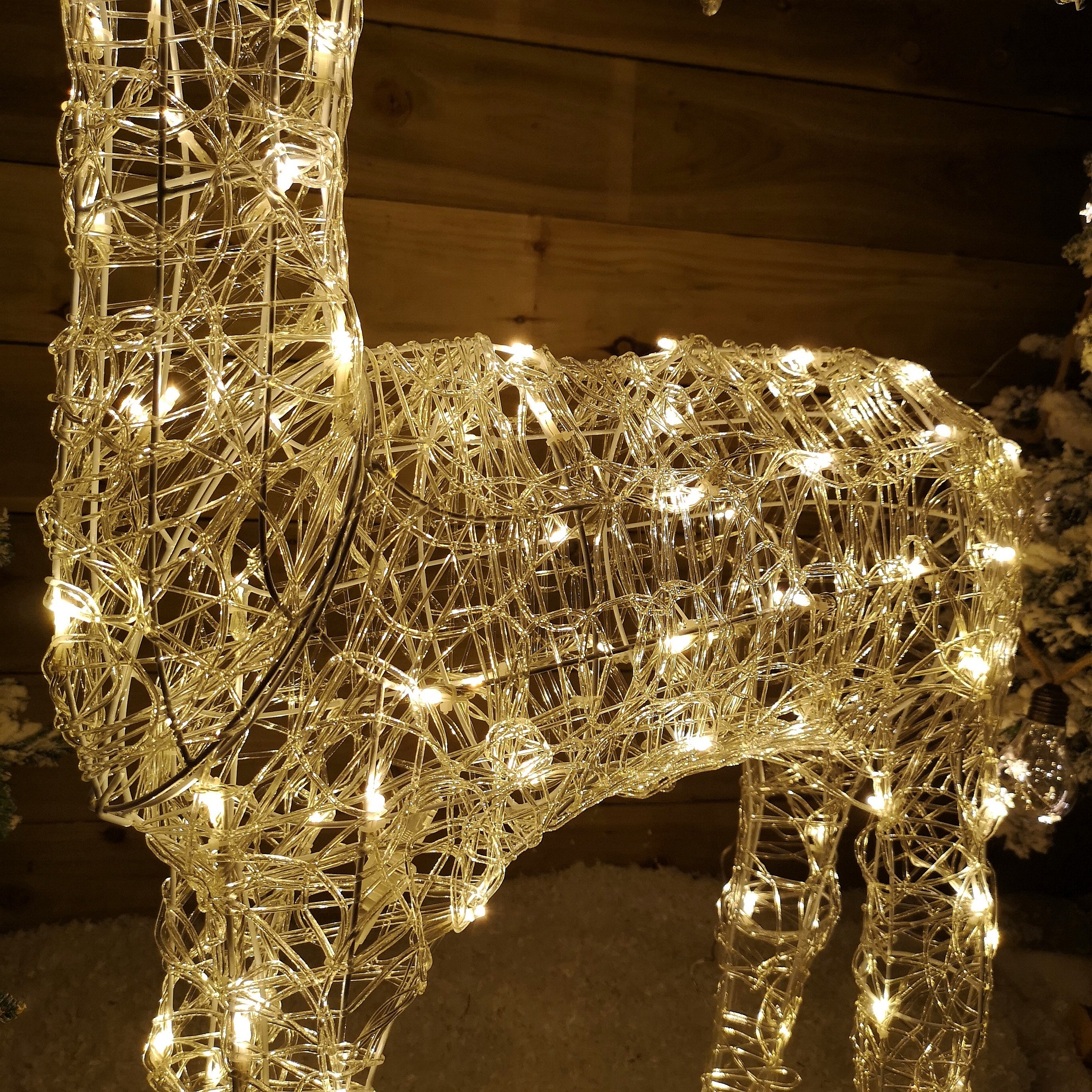 116cm Soft Acrylic Flashing LED Reindeer Christmas Decoration with Timer in Warm White