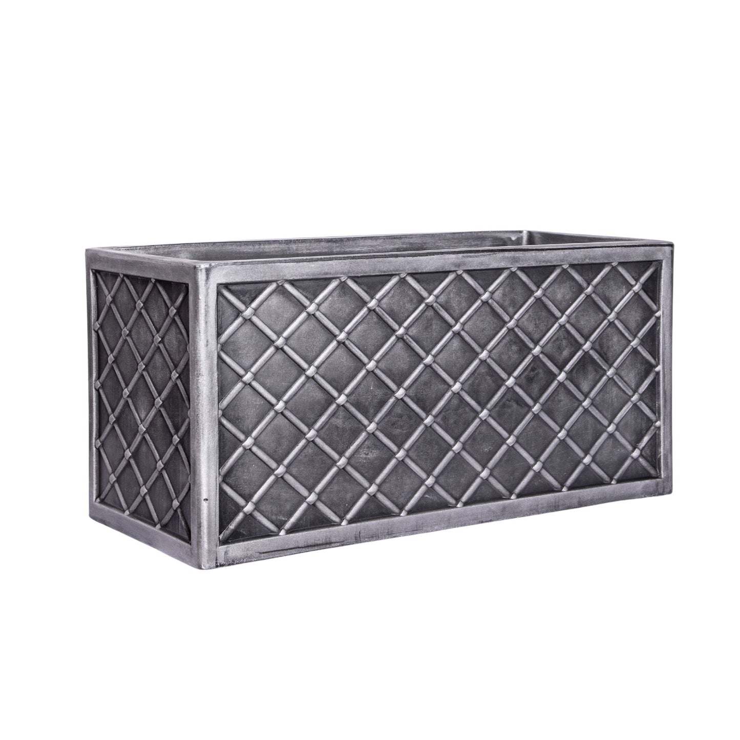 70cm Lazio Grey Plastic Pewter Effect Garden Patio Plant Pot Planter