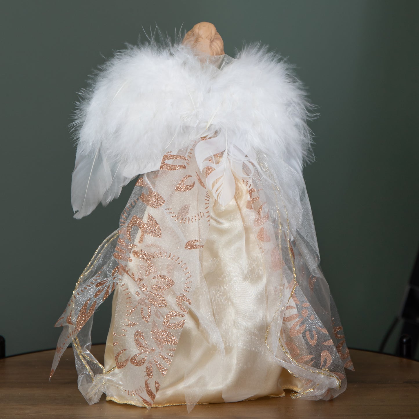 30cm Angel Christmas Tree Topper with Feather Wings in Gold