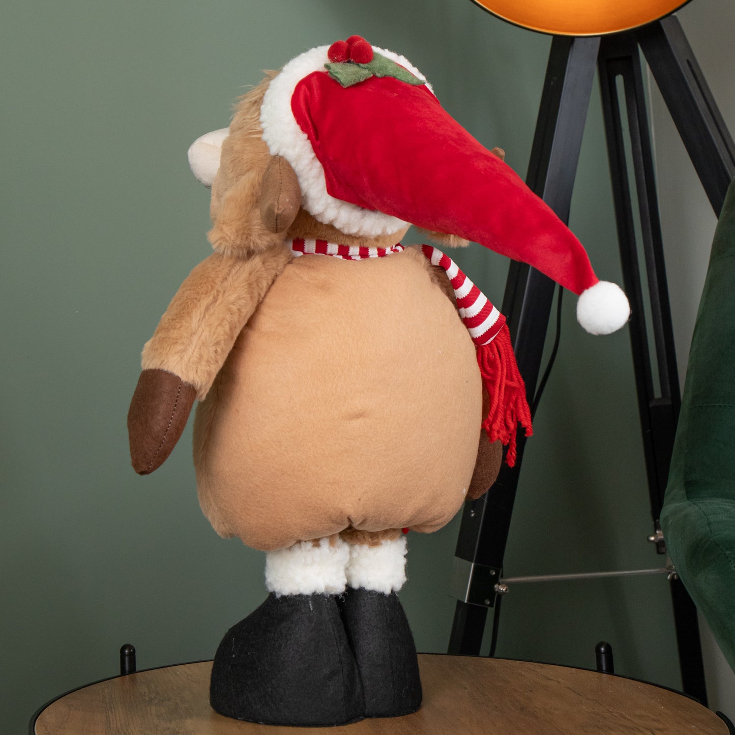 84cm Tall Plush Standing Christmas Highland Boy Cow with Extendable Legs