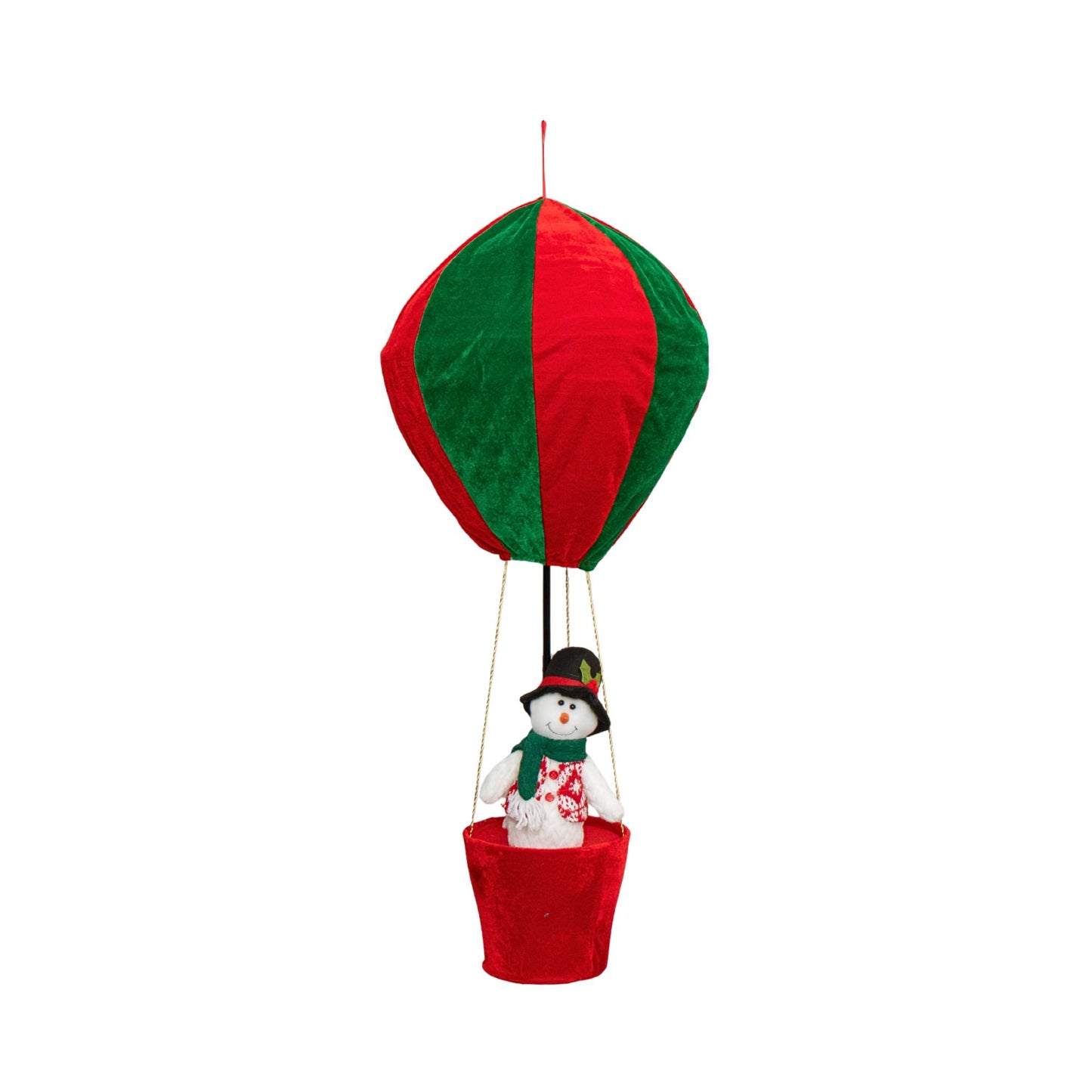 1m Tall Plush Snowman Christmas Hot Air Balloon with Extension Pole Hanging or Table Decoration